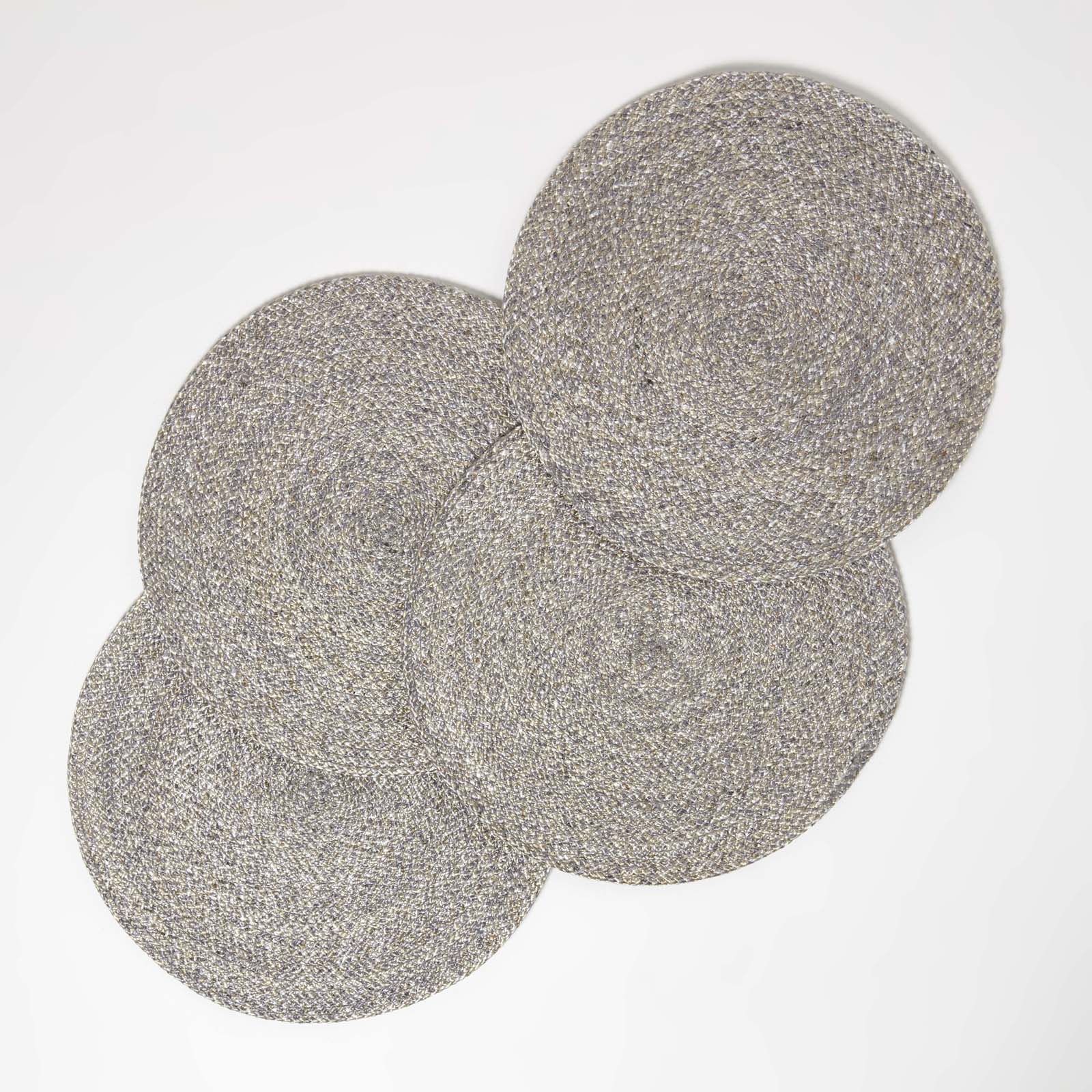 Set De Table Rond Tressé Gris Argent Lot De 4 - Homescapes