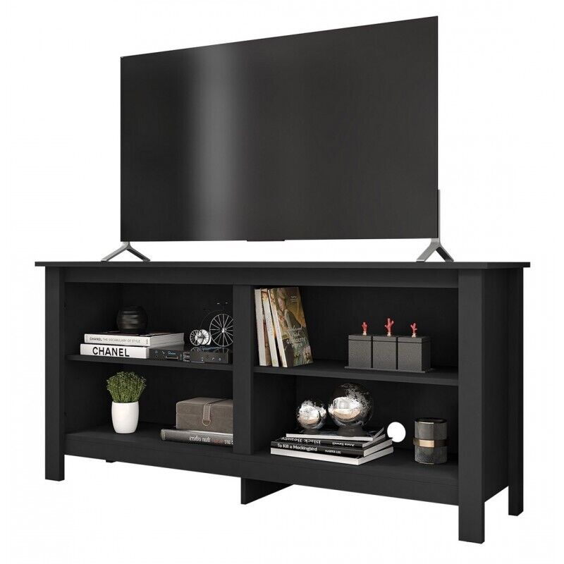 Meuble Tv Beaux Meubles Pas Chers Myles 65 Pouces 4 Niches Noir