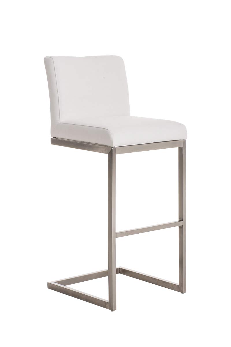 Tabouret De Bar X1 Design Moderne Support En Acier Inoxydable Assise En Tissu Blanc 10_0005321