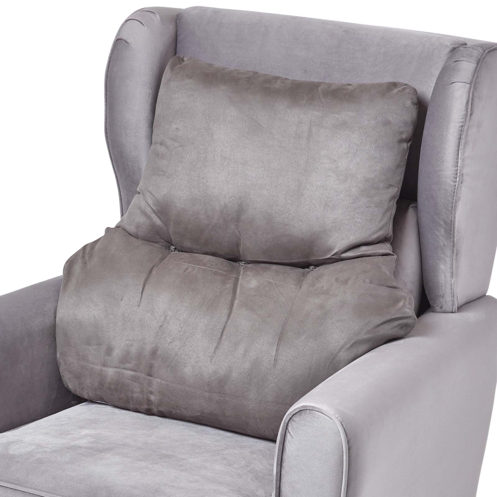 Coussin Lombaire Ergonomique En Suédine, Gris Foncé - Homescapes