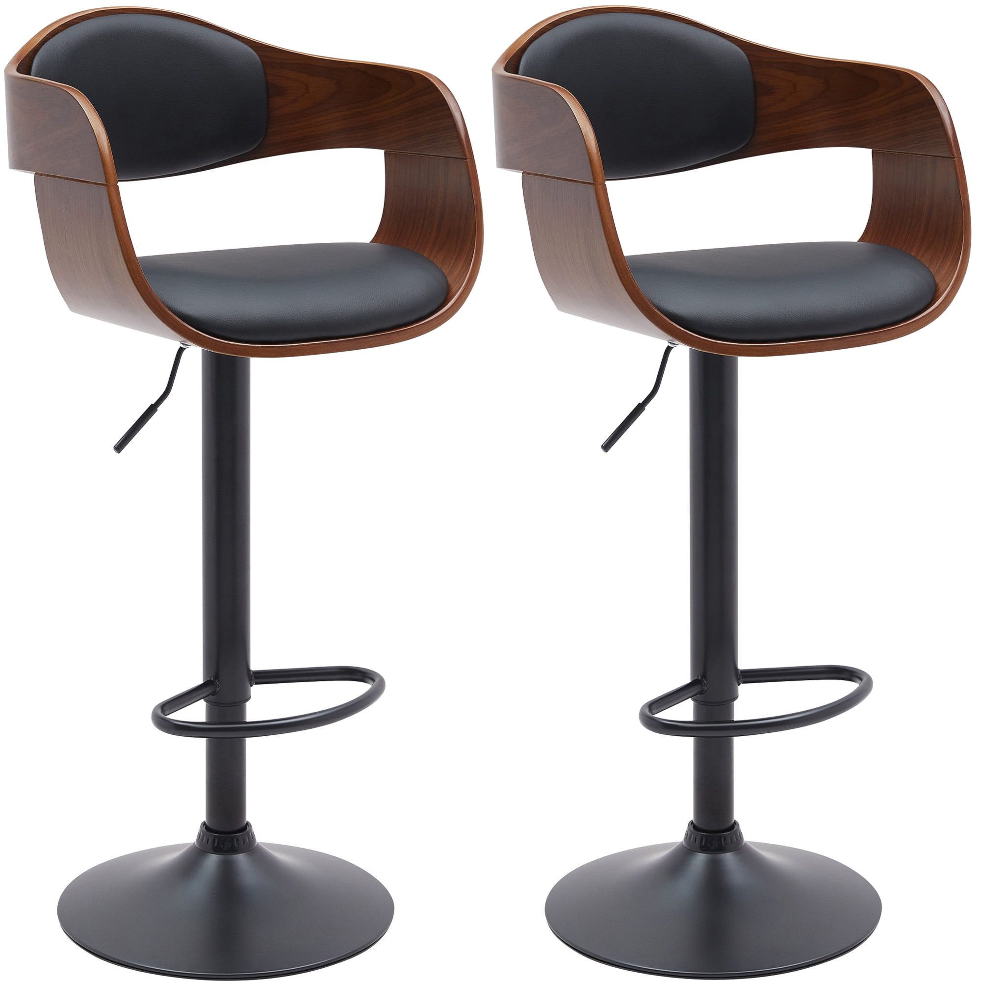 Lot De 2 Tabourets De Bar Kingston B Simili Cuir Noyer/noir