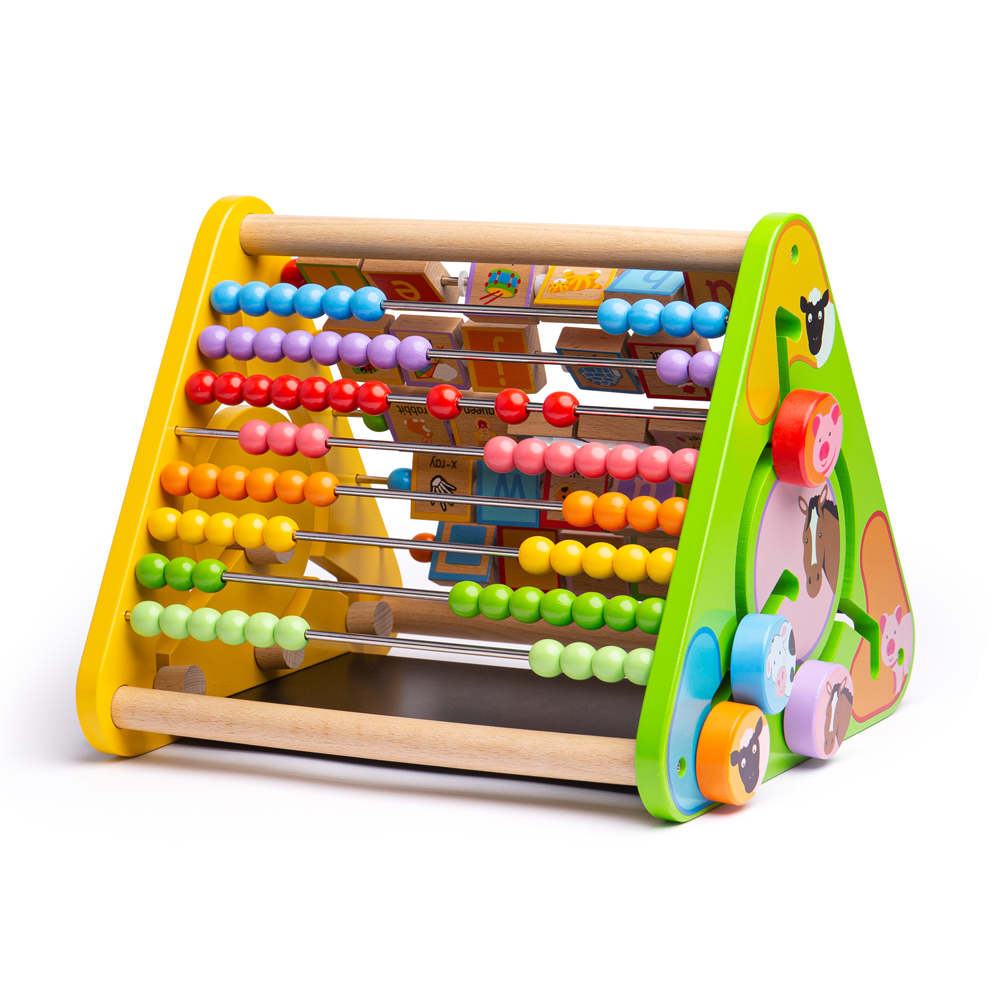 Bigjigs Toys, Centre D'activités Triangulaire En Bois, Adapté Aux ges Dès 12 Mois