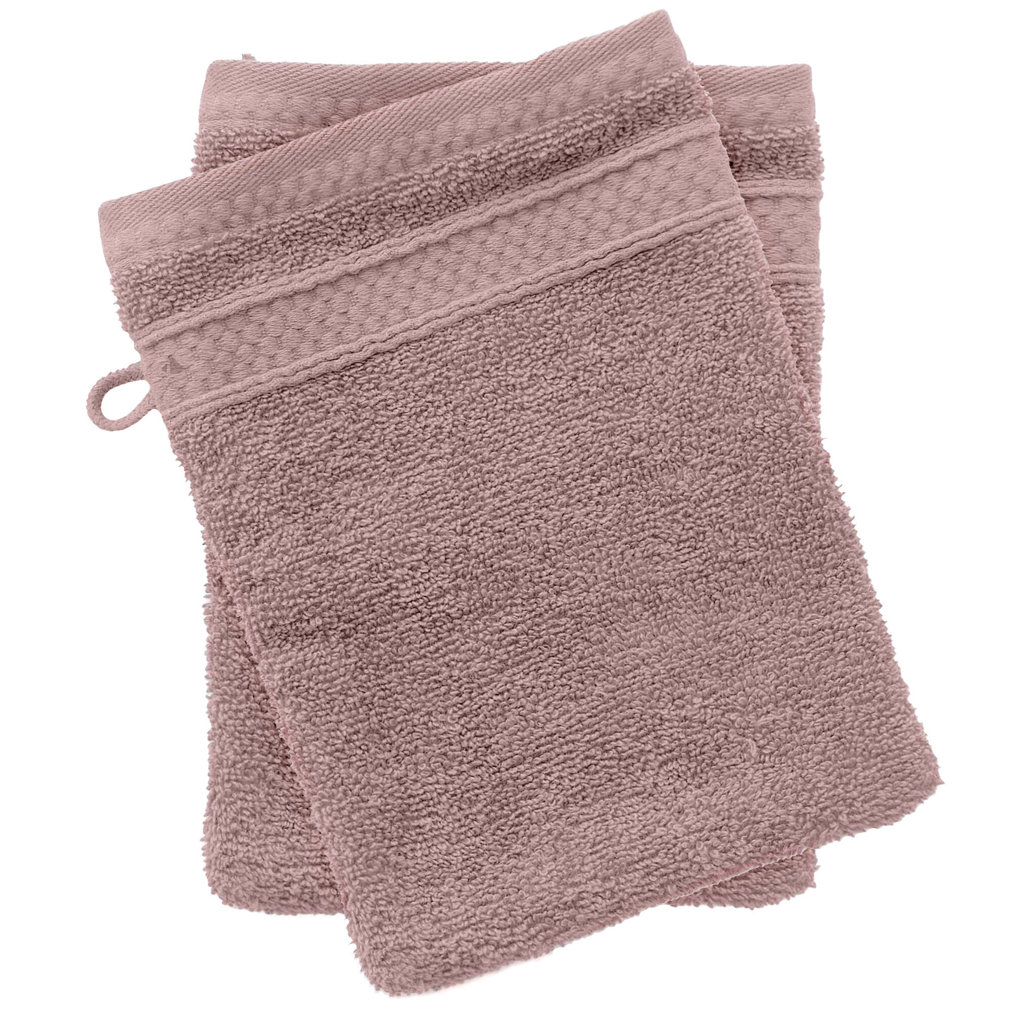 Lot De 2 Gants De Toilette Coton 550g/m2 Collection Naïa Rose