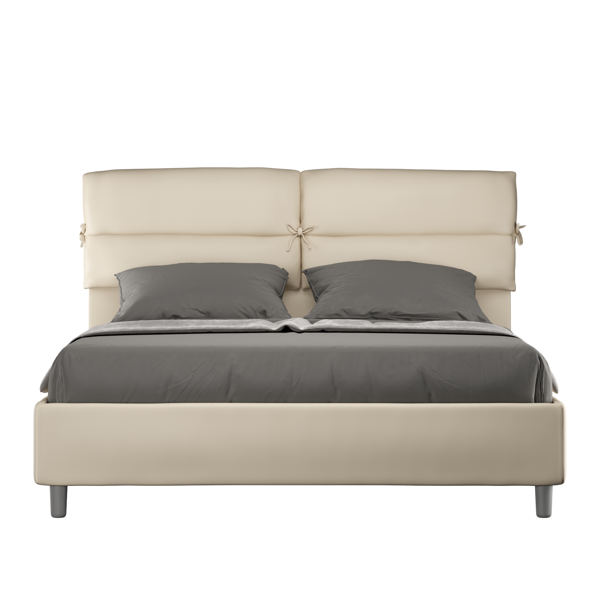 Lit Coffre Rembourré 160x190 Similicuir Taupe Nandy