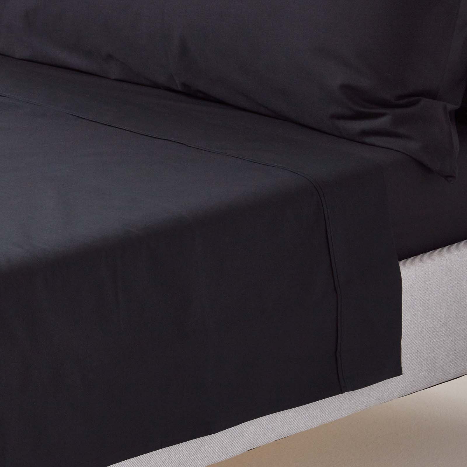 Drap Plat 240x300cm Noir Coton Égyptien 200tc Homescapes