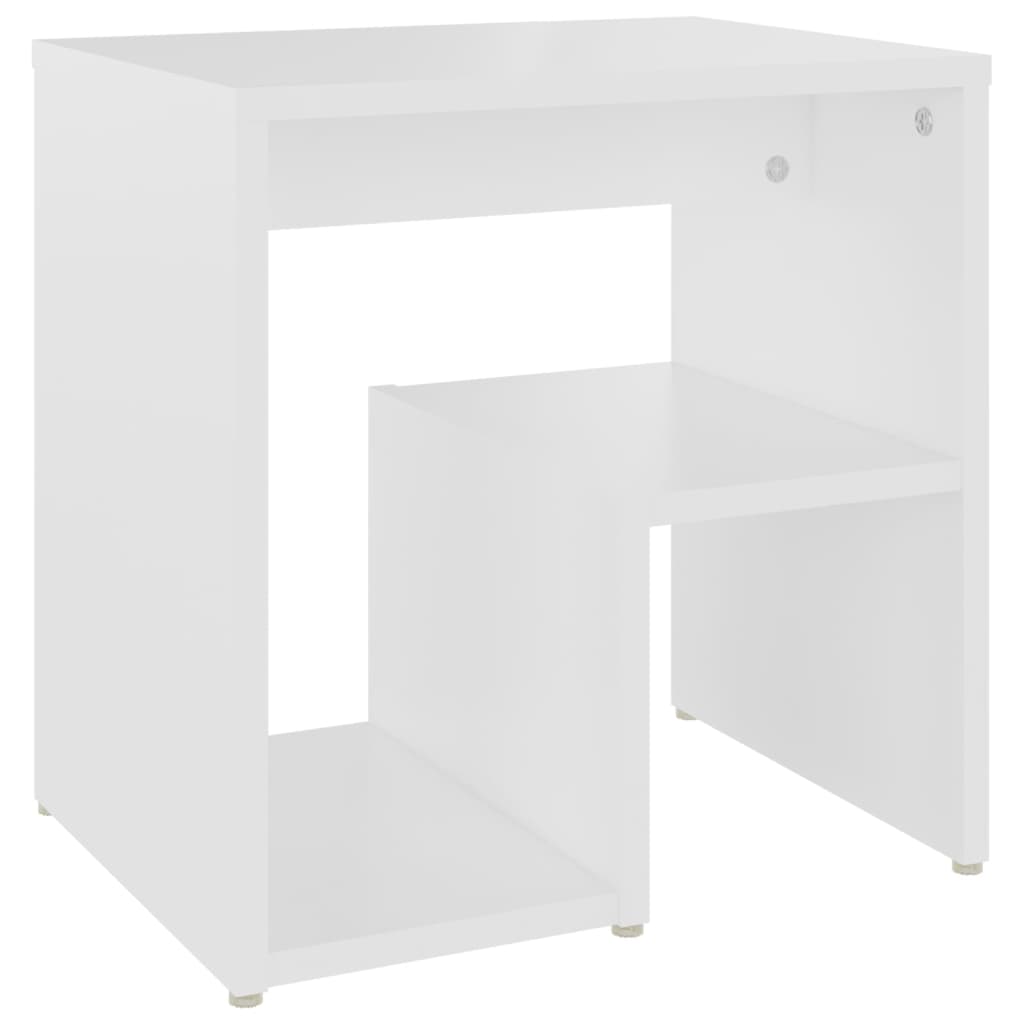 Table De Chevet Avec Étagère 40 X 30 X 40 Cm Aggloméré Blanc Dec033333