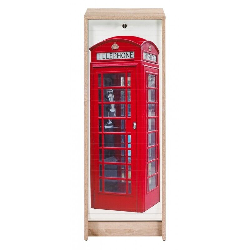 Classeur À Rideau Beaux Meubles Pas Chers Londres 700 37,8 X 103,8 X 38,4 Cm Marron Mdf Mélaminé