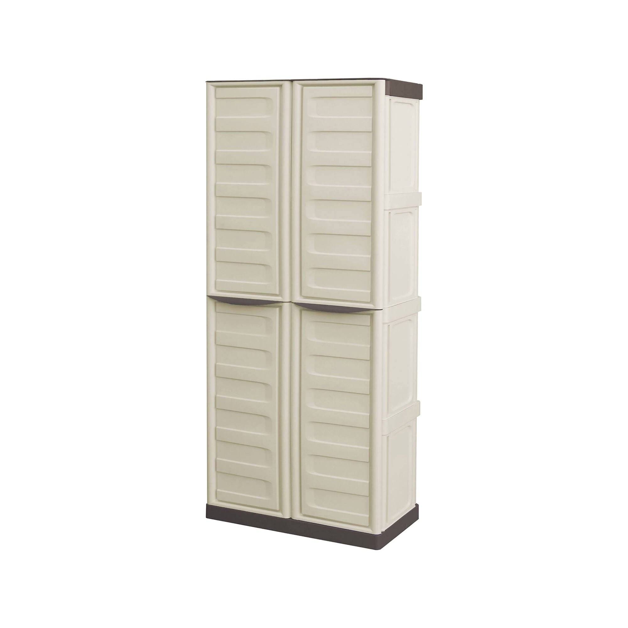Armoire D'extérieur,en Pvc,beige, Marron,70x39h165 Cm