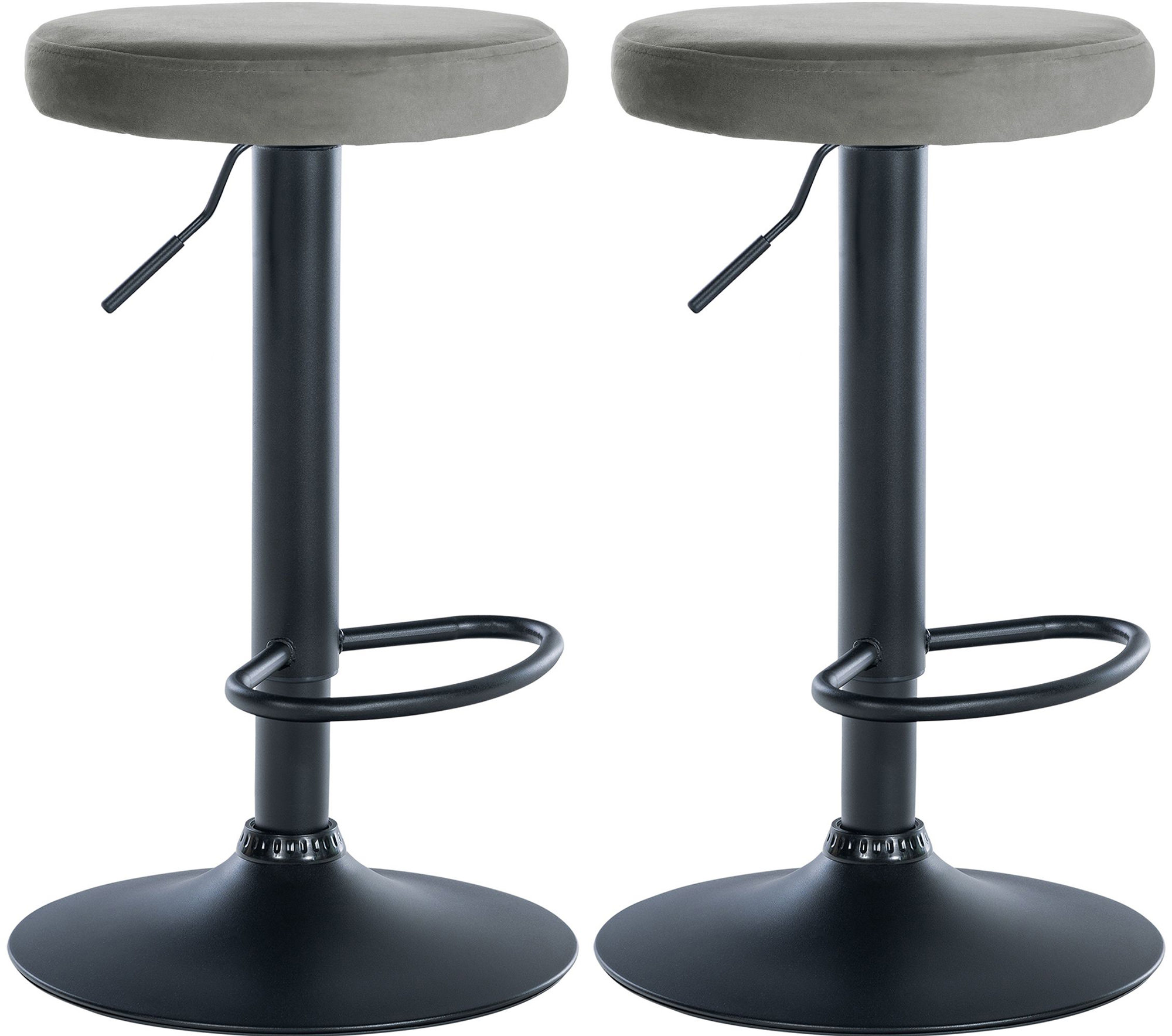 Lot De 2 Tabourets De Bar Ponte Velours Noir Gris