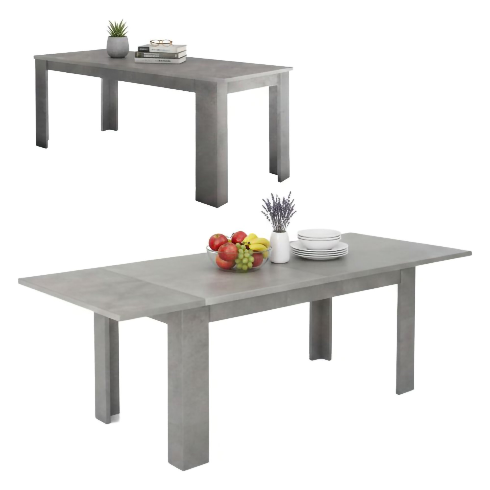 Table Extensible,effet Bois,gris,210x90h75 Cm