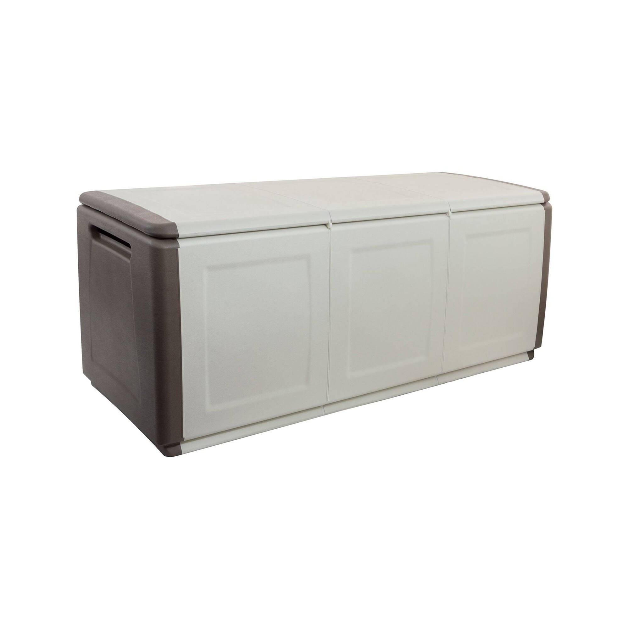 Coffre, En Pvc, Beige Et Marron, 138x53h57 Cm