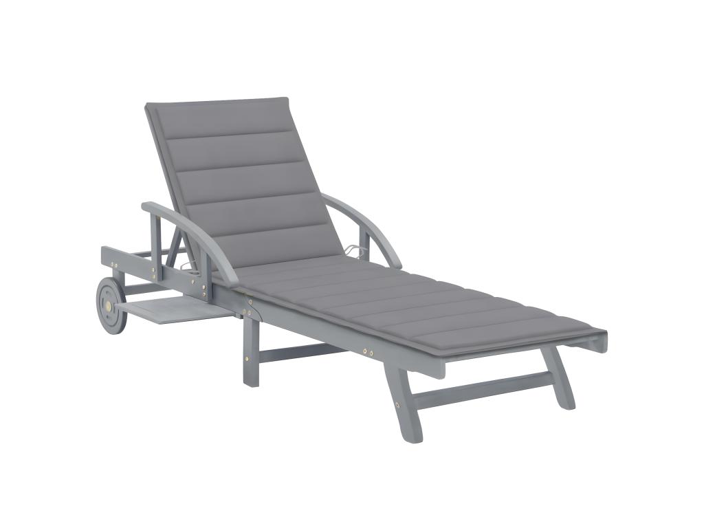 Transat Chaise Longue Bain De Soleil Lit De Jardin Terrasse Meuble D'extérieur Avec Coussin Bois D'acacia Solide 02_0012