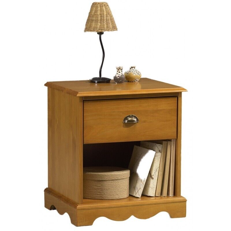 Beaux Meubles Pas Chers - Chevet Pin Miel De Style Anglais 1 Tiroir - Orange