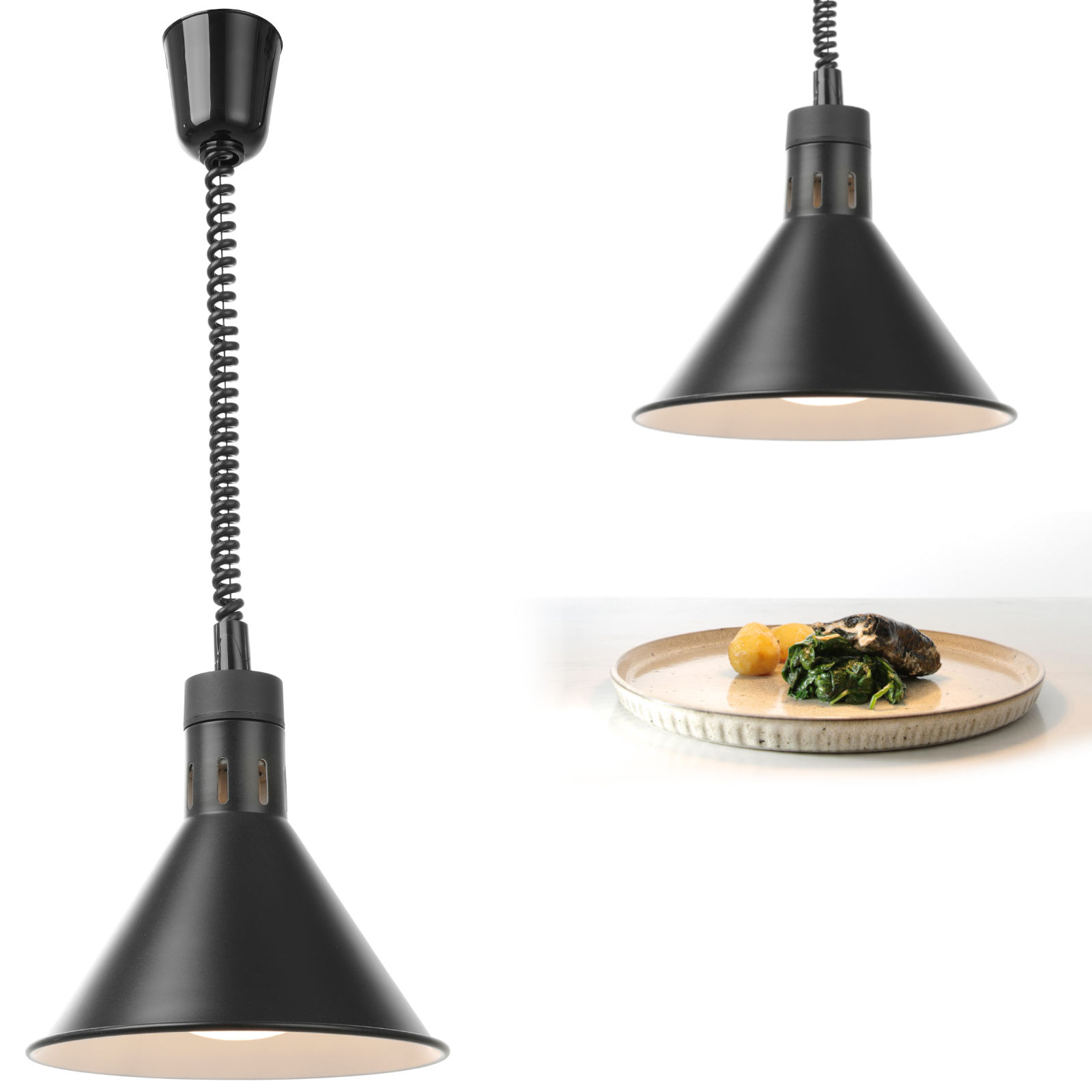 Hendi 273845 - Suspension Conique, Noire, Diamètre 275 Mm, 250 W