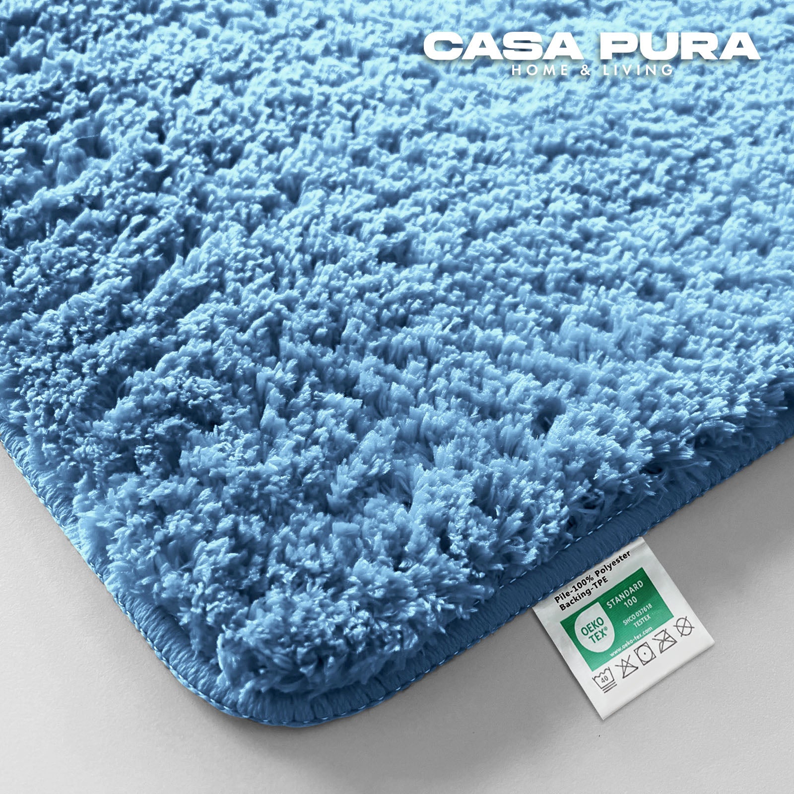 Tapis De Bain Sky Uni Bleu Ciel 95 Cm De Diamètre
