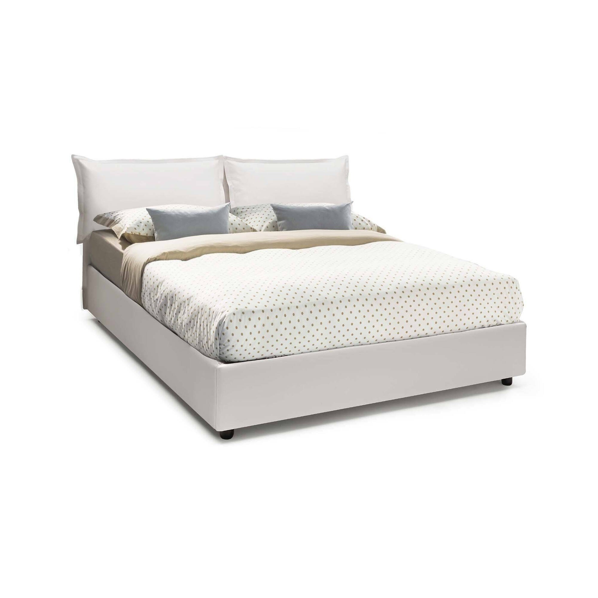 Lit Double En Similcuir Blanc 140x200 Cm