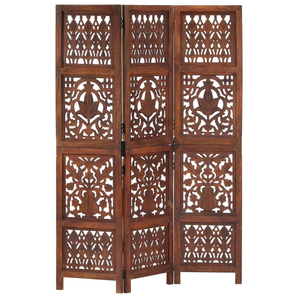 Paravent Séparateur De Pièce Cloison 3 Panneaux Motifs Sculptés À La Main 120 X Dec030772