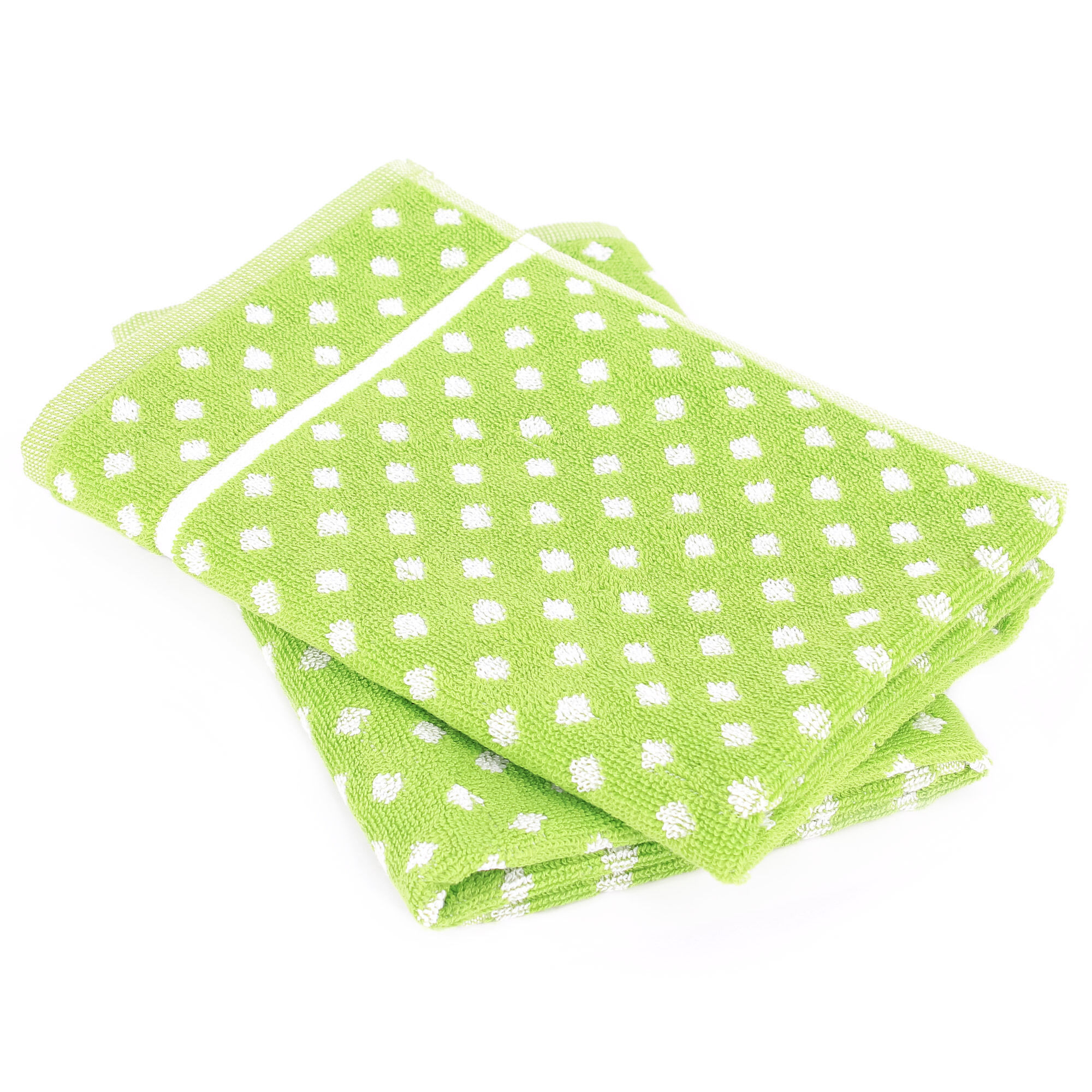 Lot De 2 Torchons De Cuisine Éponge 50x50 Cm Dots Vert