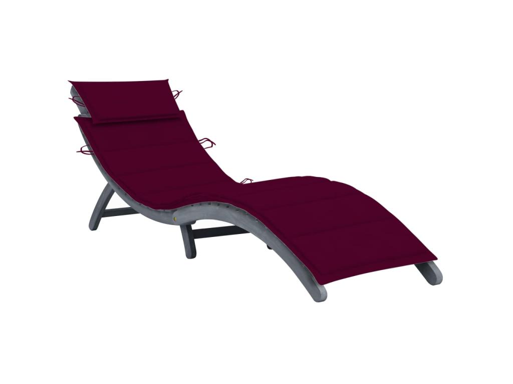 Transat Chaise Longue Bain De Soleil Lit De Jardin Terrasse Meuble D'extérieur 190 Cm Avec Coussin Gris Bois D'acacia So
