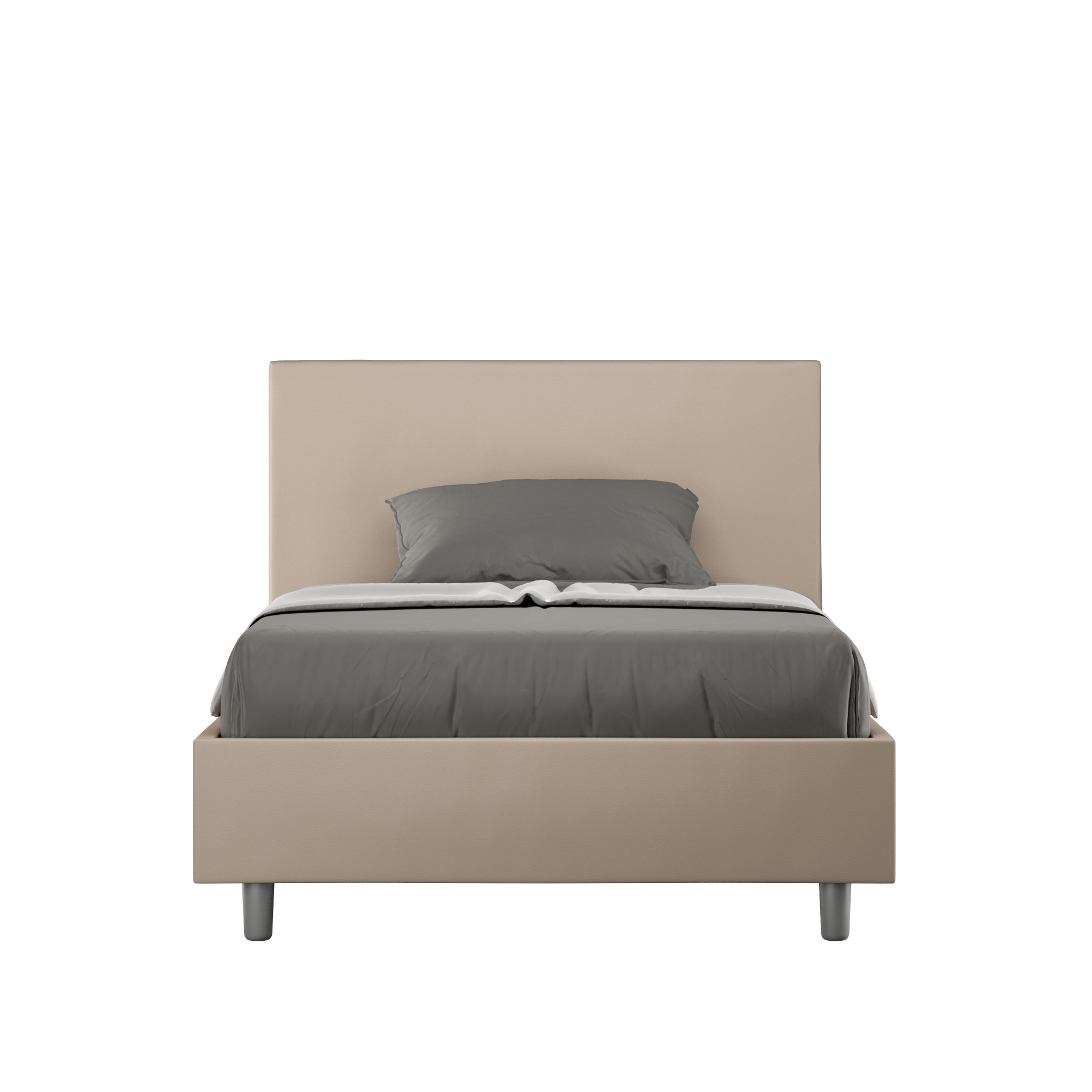 Lit 1 Place Et Demi Coffre Rembourré 120x190 Similicuir Taupe Adele