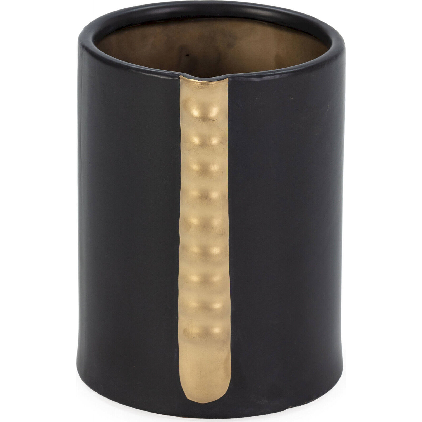 Élégant Vase Noir Et Doré Pour Décoration Intérieure - Noir Intense Avec Finitions Dorées