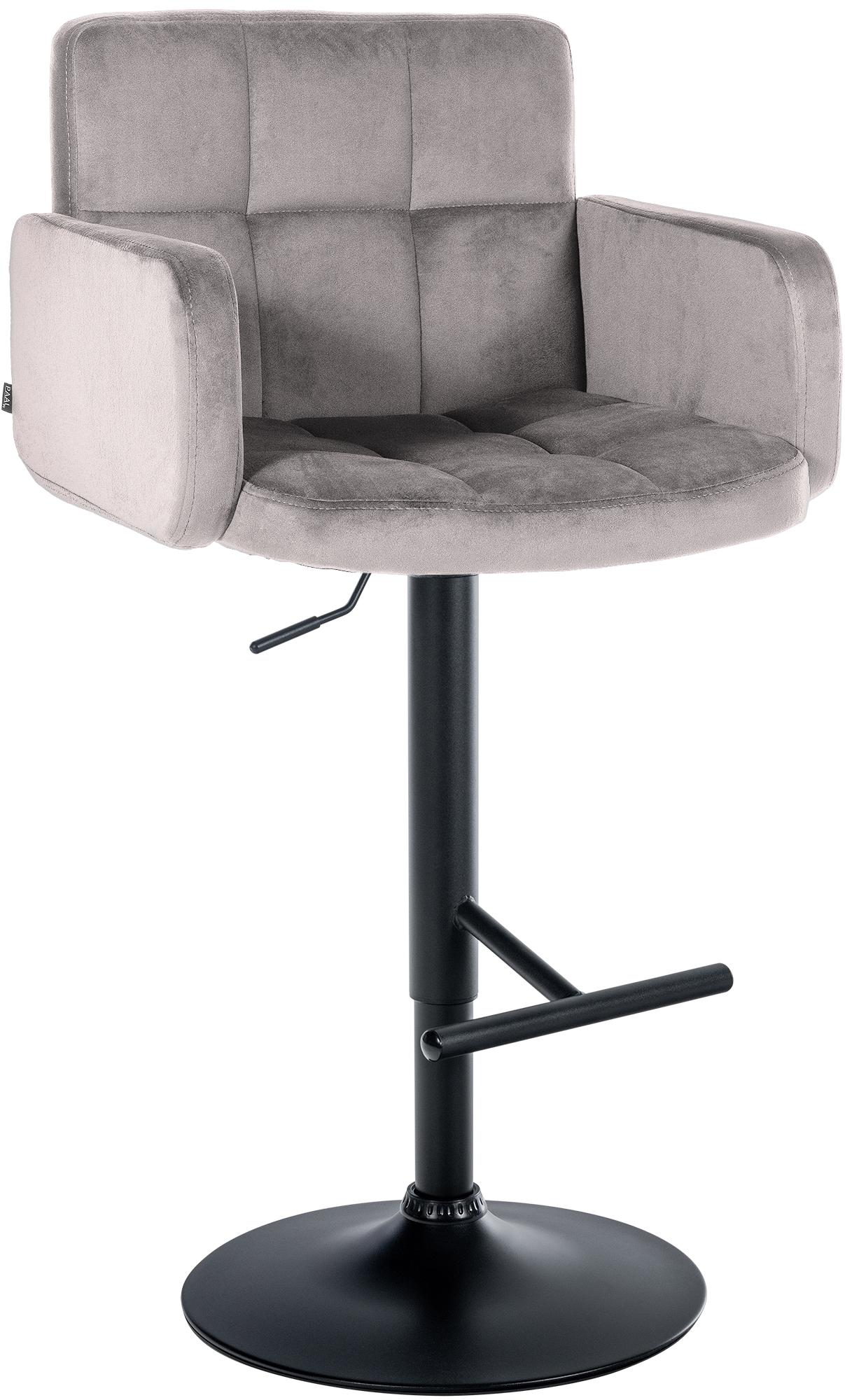 Tabouret De Bar Los Angeles Velours Noir Gris