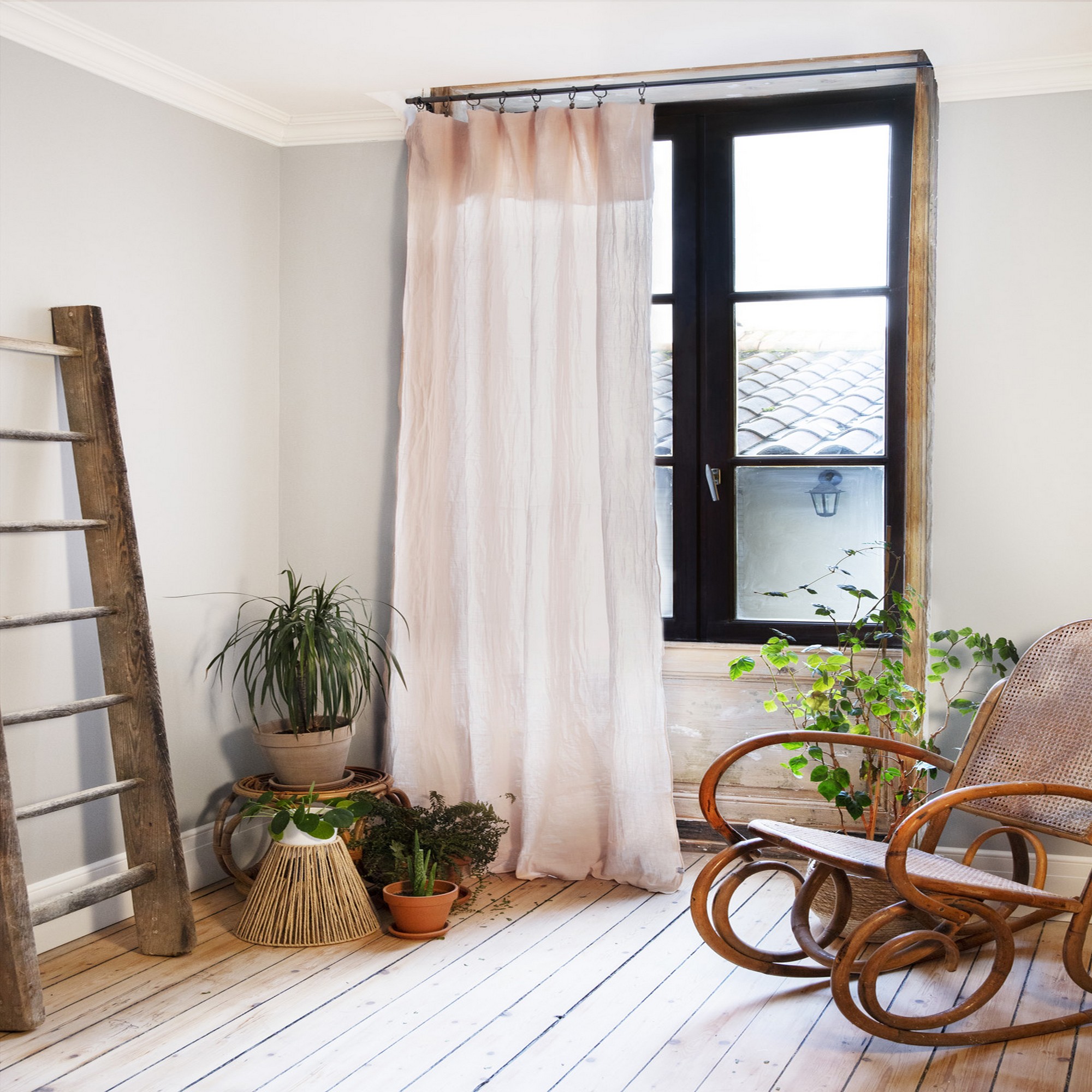 Rideau Ajustable 140x300 Cm Gaze De Coton Guimauve