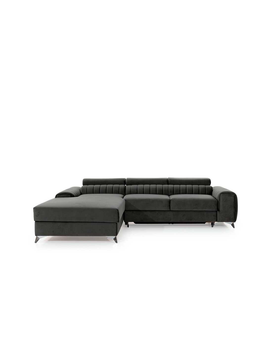 Canapé D'Angle Gauche Gris Foncé Convertible 3 Places Jayson Grand Confort