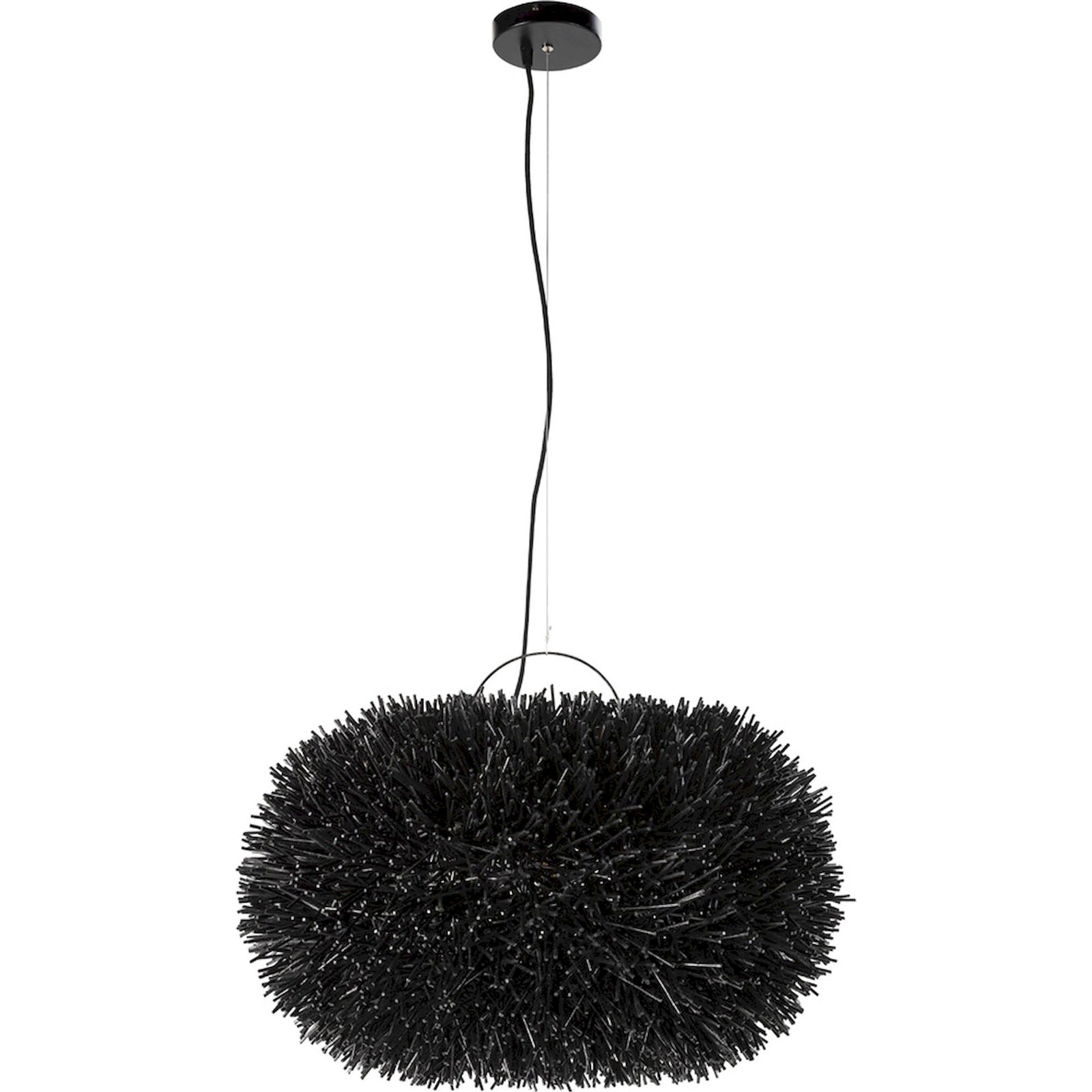 Suspension En Rotin Noir Design Contemporain Pour Salon Élégant - Noir Profond Rotin