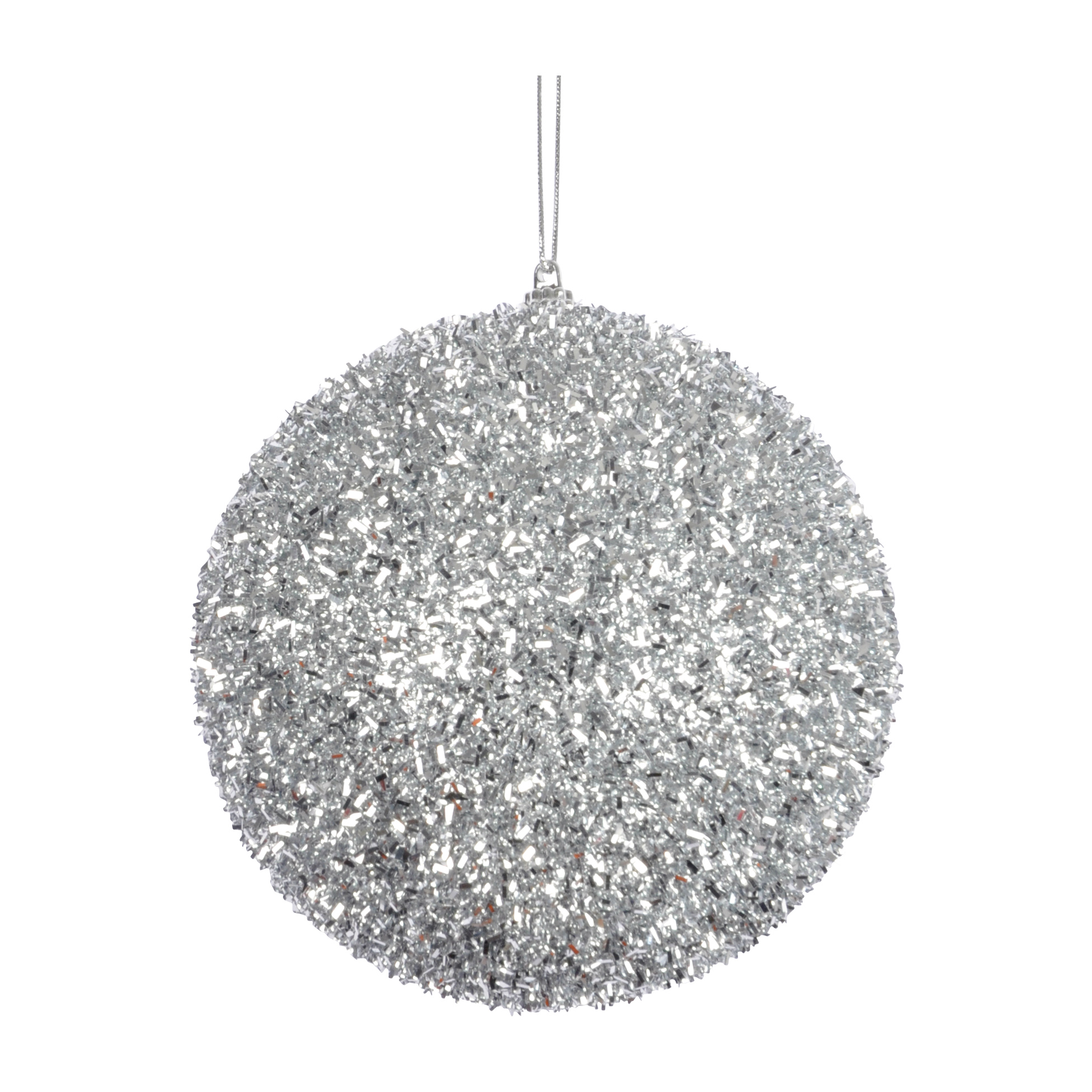 1 Boule Polyfoam Decore Paillette Argent