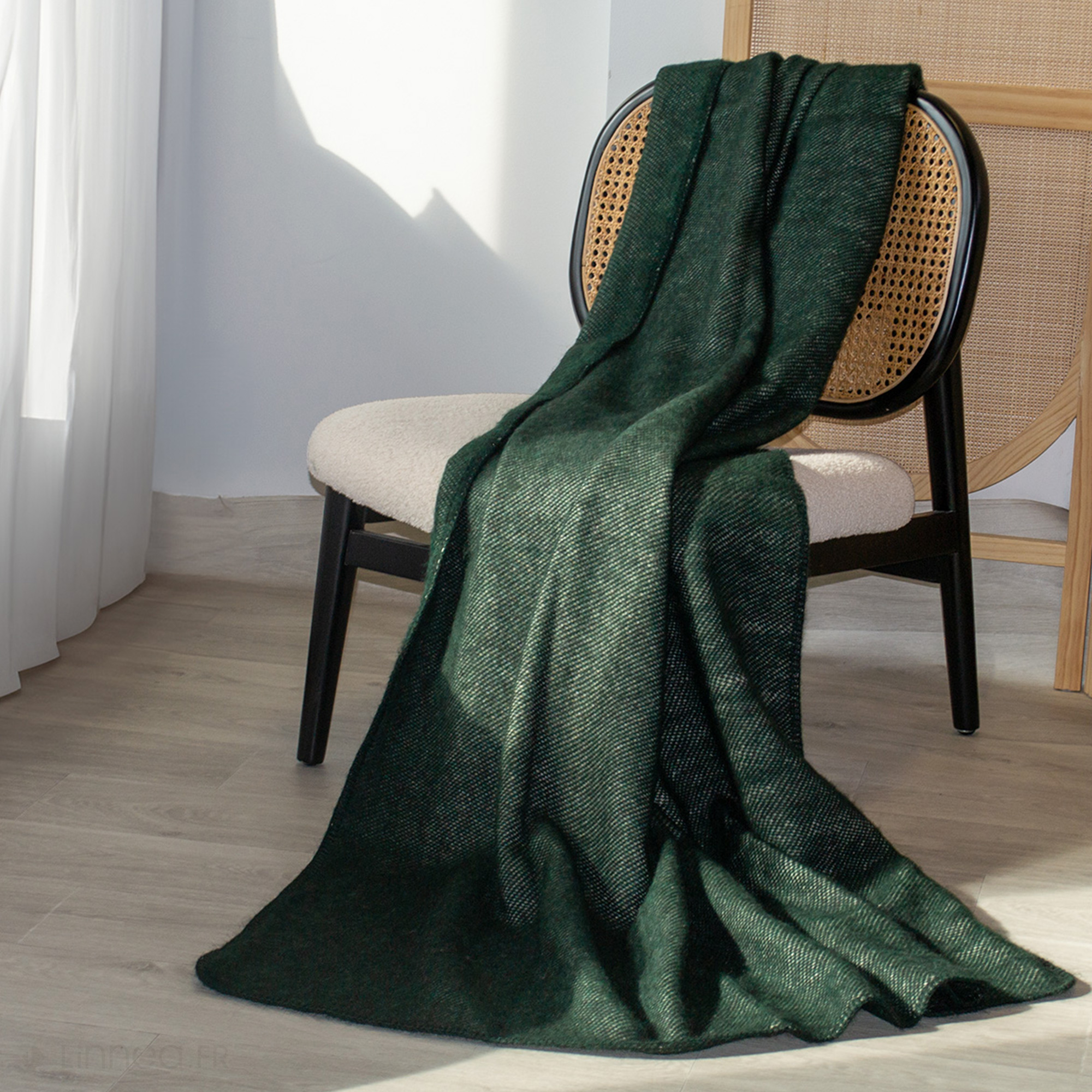 Plaid En Laine Mélangée 120x180 Cm Osloo Vert Sapin