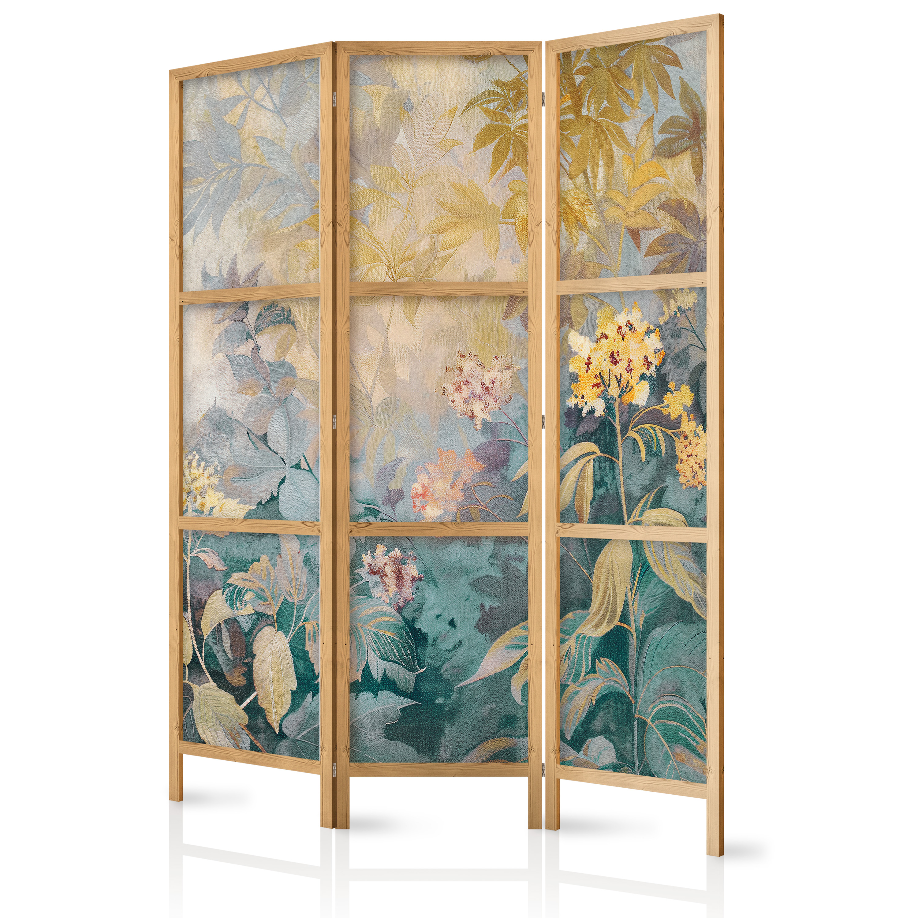 Paravent Japonais - Tapisserie Motif Prairie Et Fleurs - Kilim Au Motif Printemps 135x172