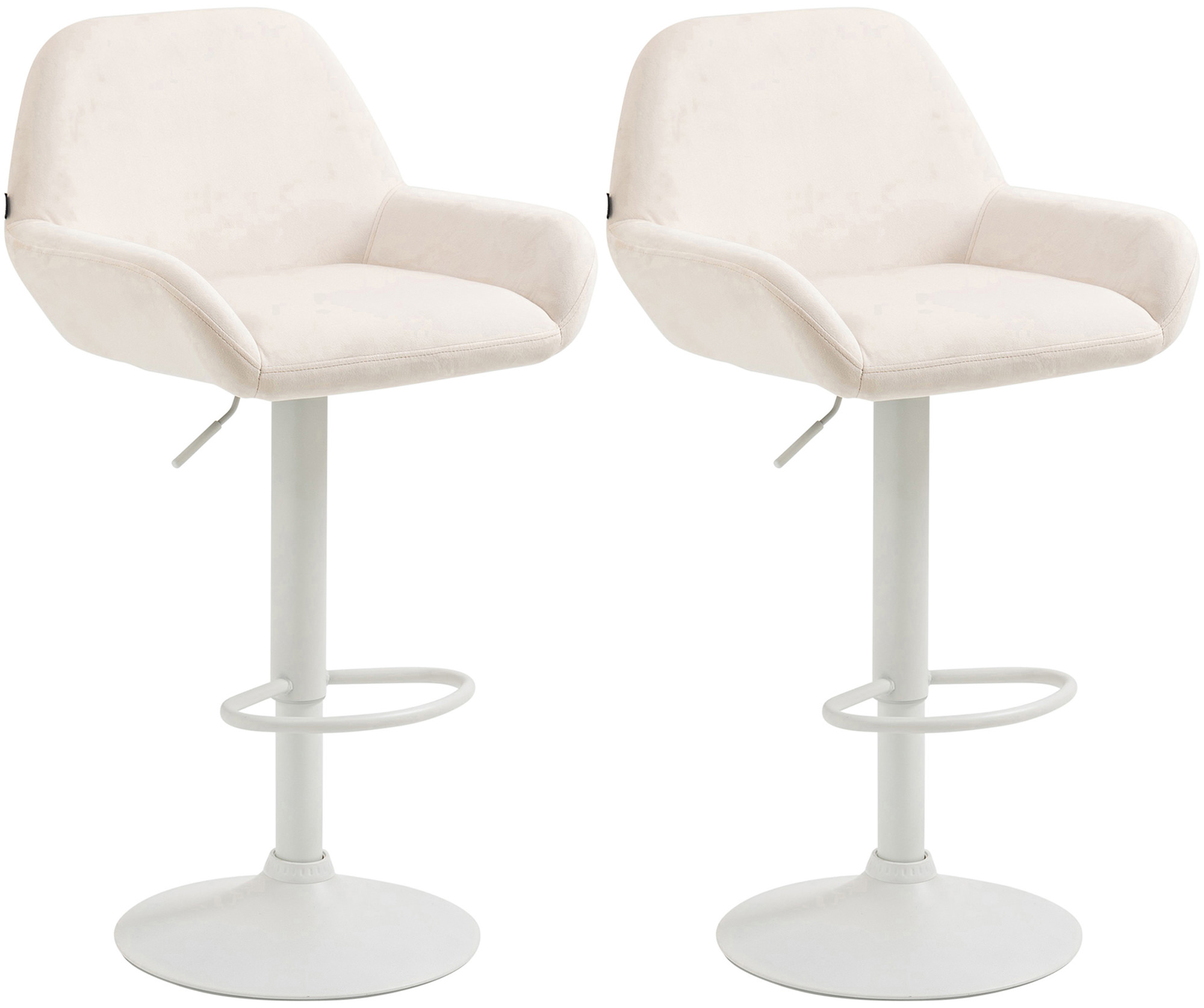 Lot De 2 Tabourets De Bar Braga Velours Blanc Crème