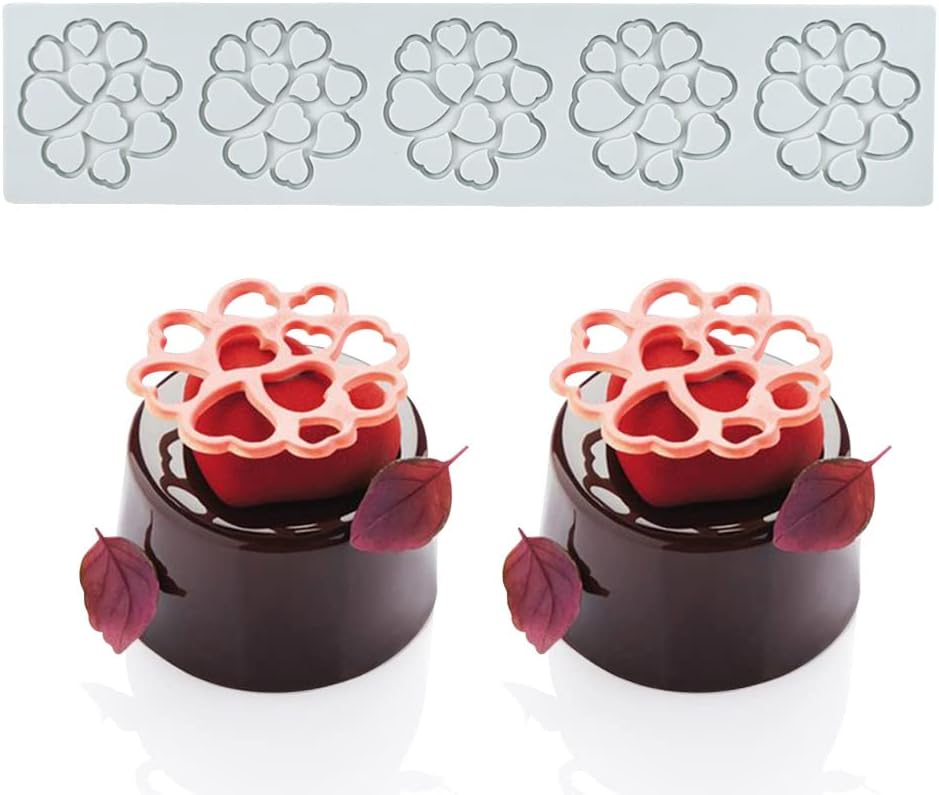 Moule Gâteau Comestible Cuisine Moléculaire Décoration, 5 Trous Cœur