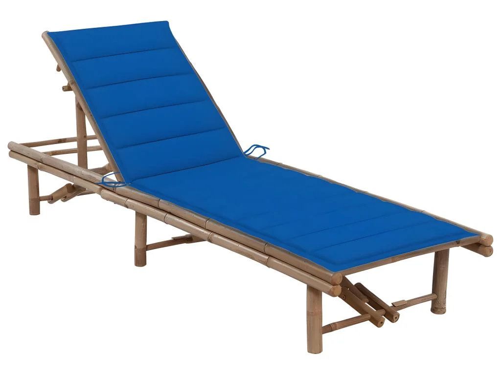 Transat Chaise Longue Bain De Soleil Lit De Jardin Terrasse Meuble D'extérieur Avec Coussin Bambou 02_0012296