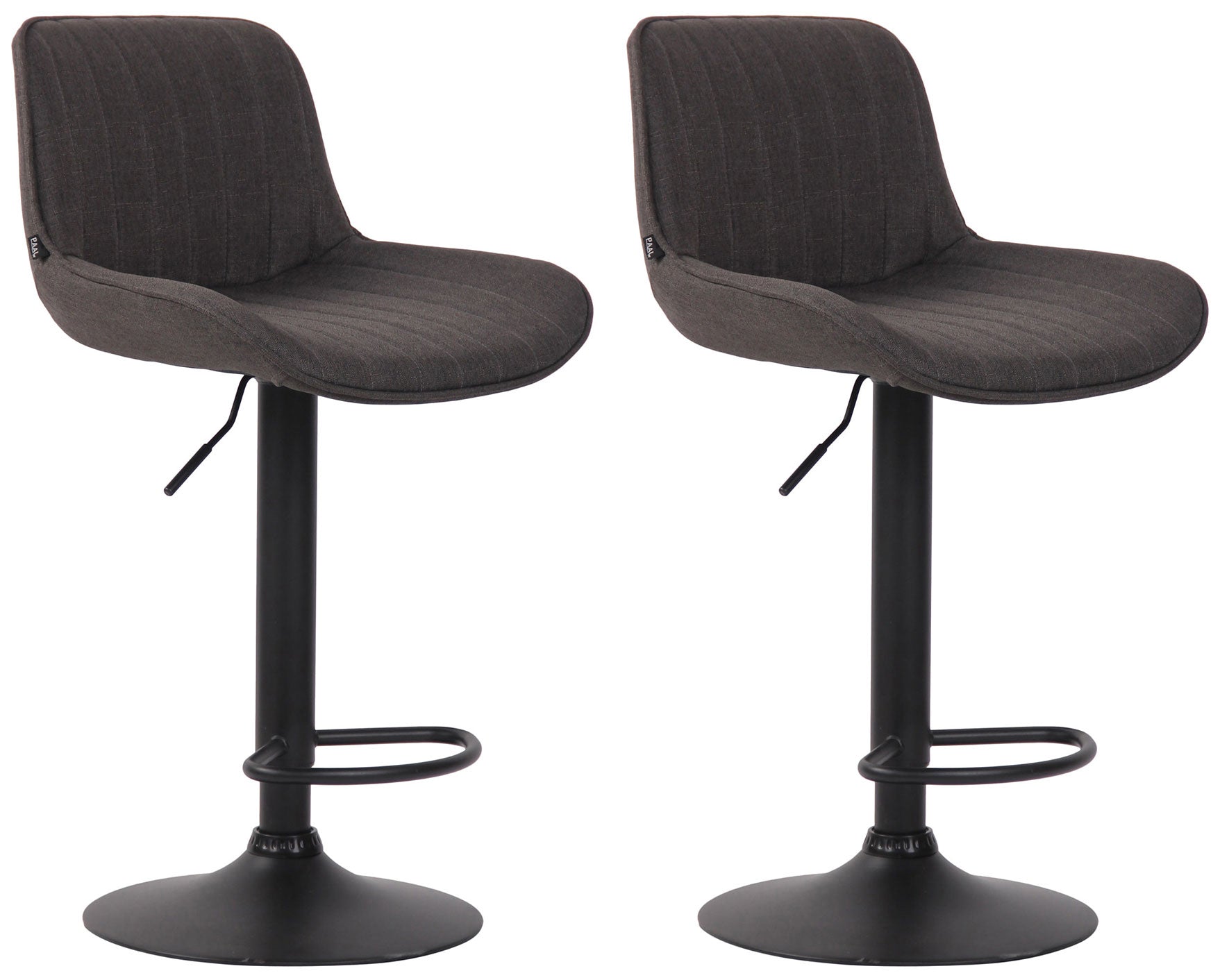 Lot De 2 Tabourets De Bar Chaises Hautes En Tissu Gris Foncé Coutures Verticales 10_0004288