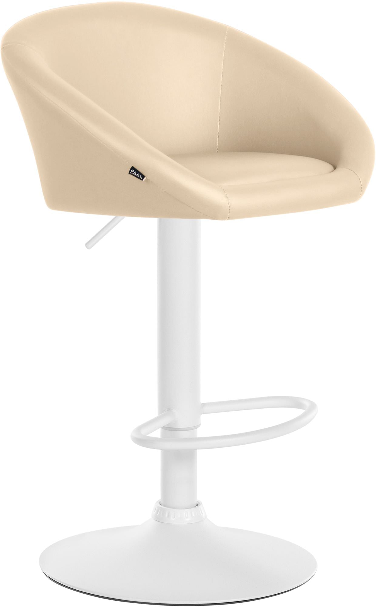 Tabouret De Bar Assise Pivotante À 360° Hauteur Réglable En Pvc Crème Piètement En 10_0004769