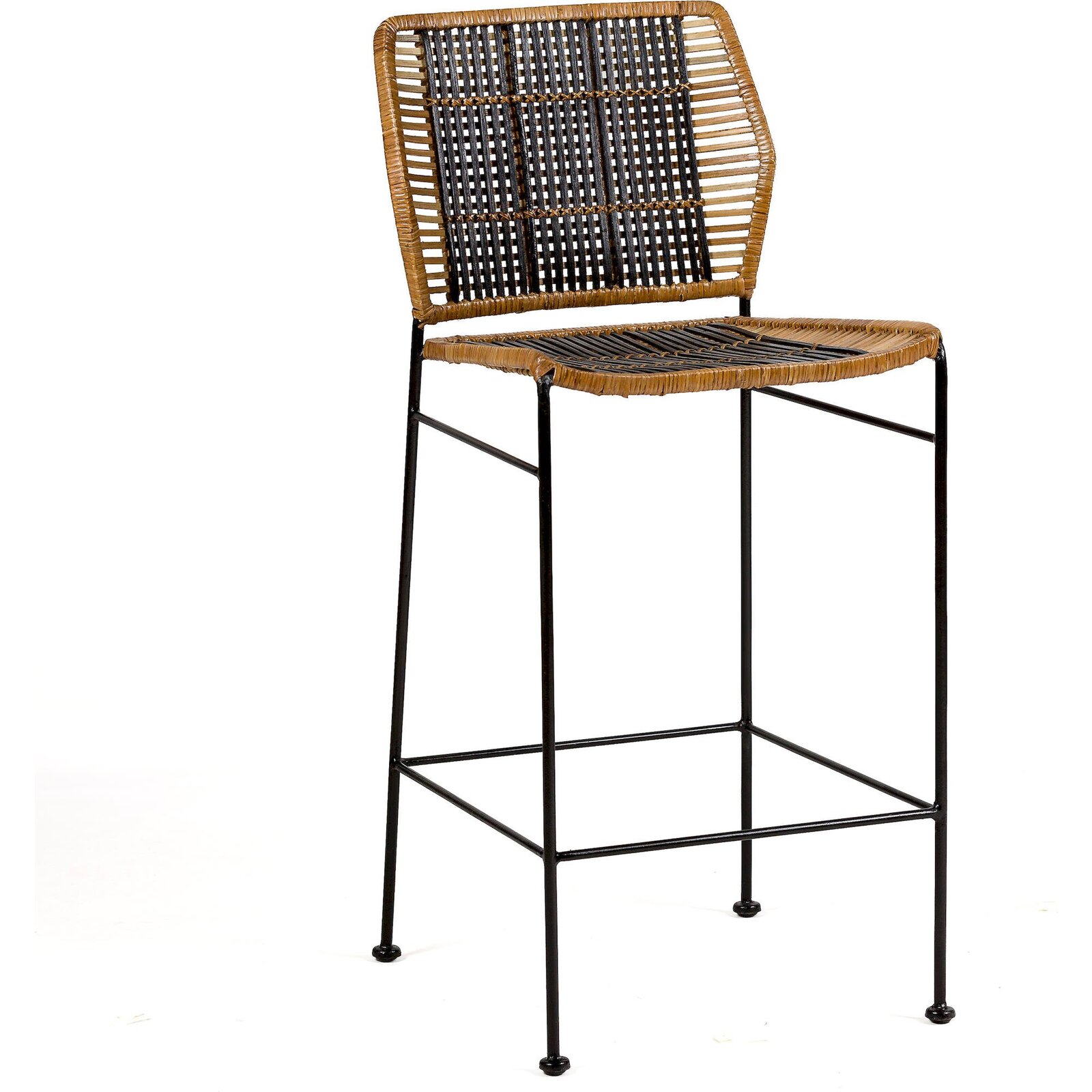 Chaise Élégance Métal Et Tissage Finesse - Noir Élégant Avec Tissage Naturel