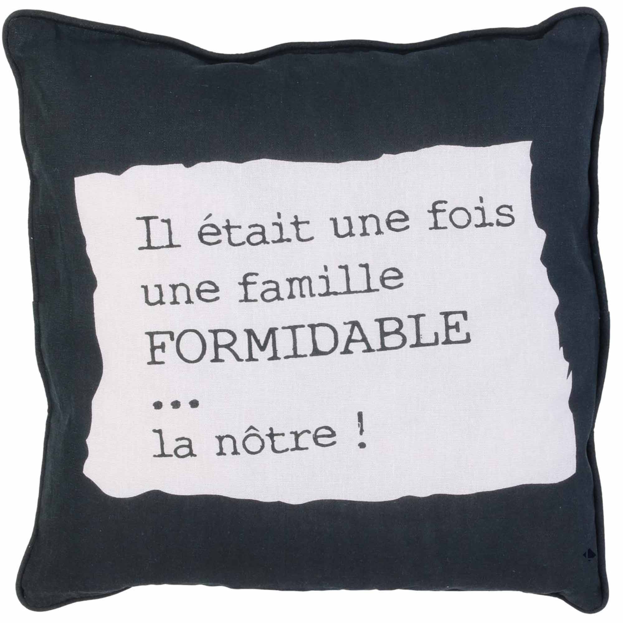 Coussin 40x40 Cm En Famille Noir/blanc Une Famille Formidable