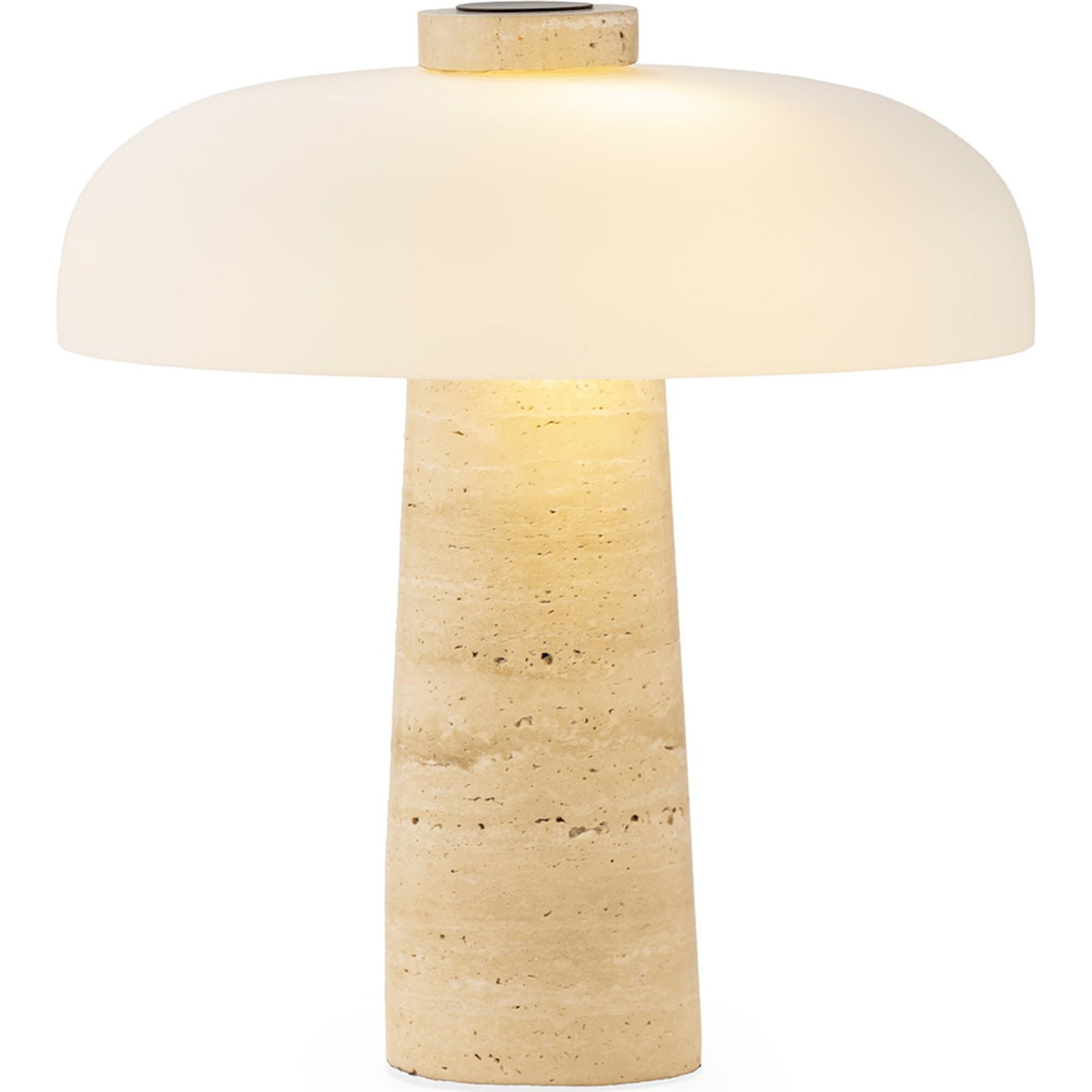 Lampe De Table Travertin Et Verre Crème Blanche Design Élégant - Crème Travertin Blanc Opalin