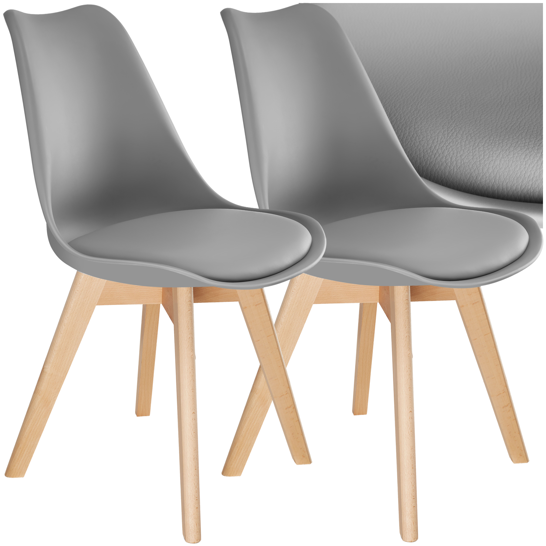 Lot 2 Chaises Salle À Manger Style Scandinave Forme Ergonomique Gris