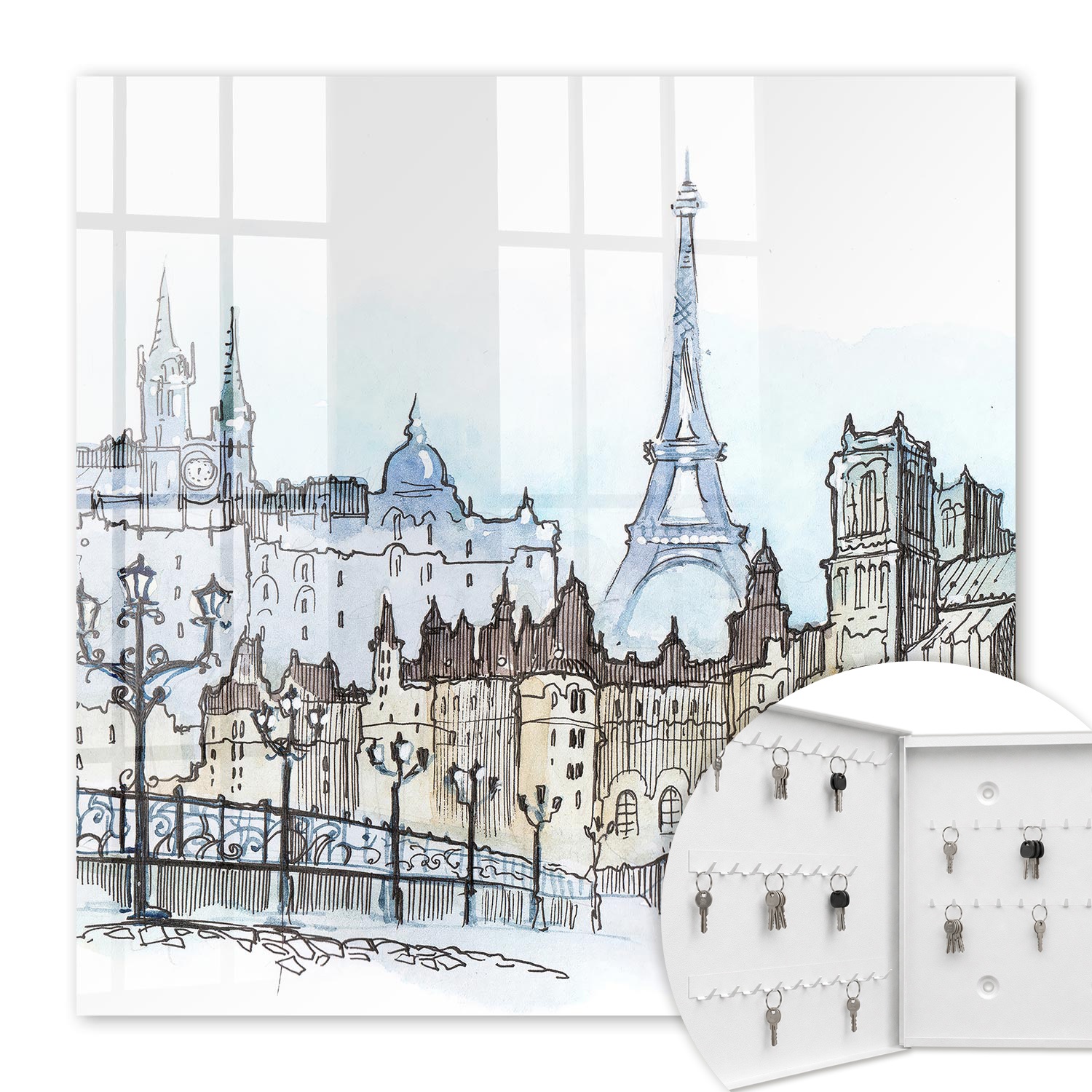 Armoire À Clés - (30 Cm X 30 Cm) - Boîte À Clés Murale - Coffret De Rangement Pour Clés - Couleur Blanche - Ouverture Vers La Gauche - Pour Maison Et Bureau - Tour Solide