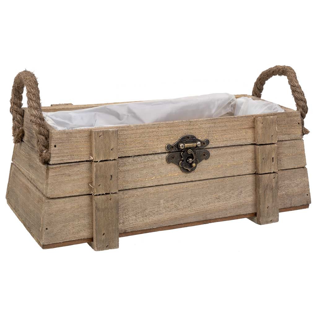 Panier En Bois Avec Poignées Marron 27x11x11h