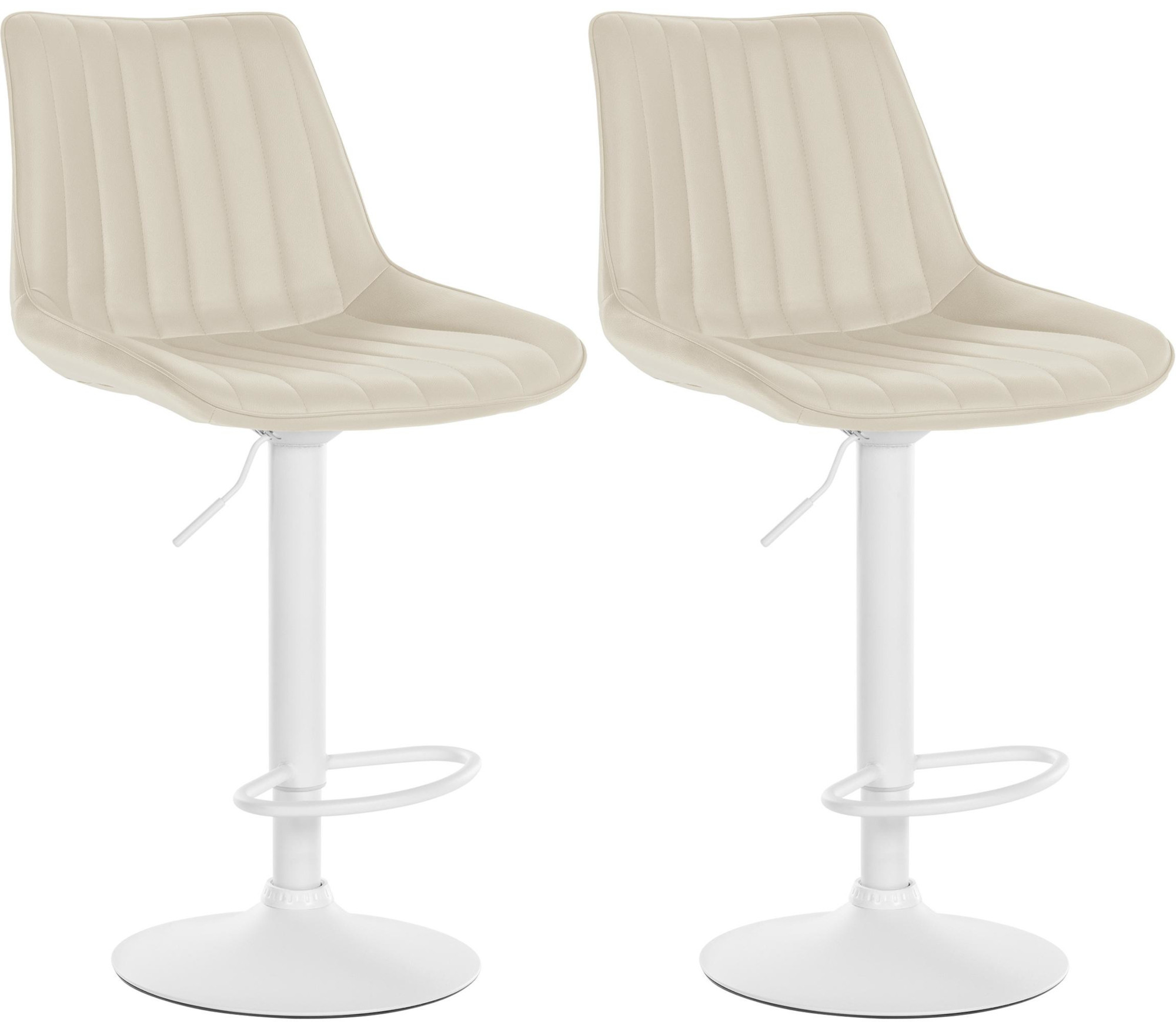 Lot De 2 Tabourets De Bar Toni Simili Cuir Blanc Crème