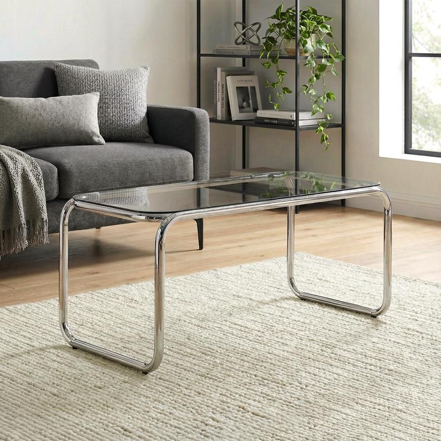 Sicaan Table Basse Métal Style Contemporain Amaya Verre Noir