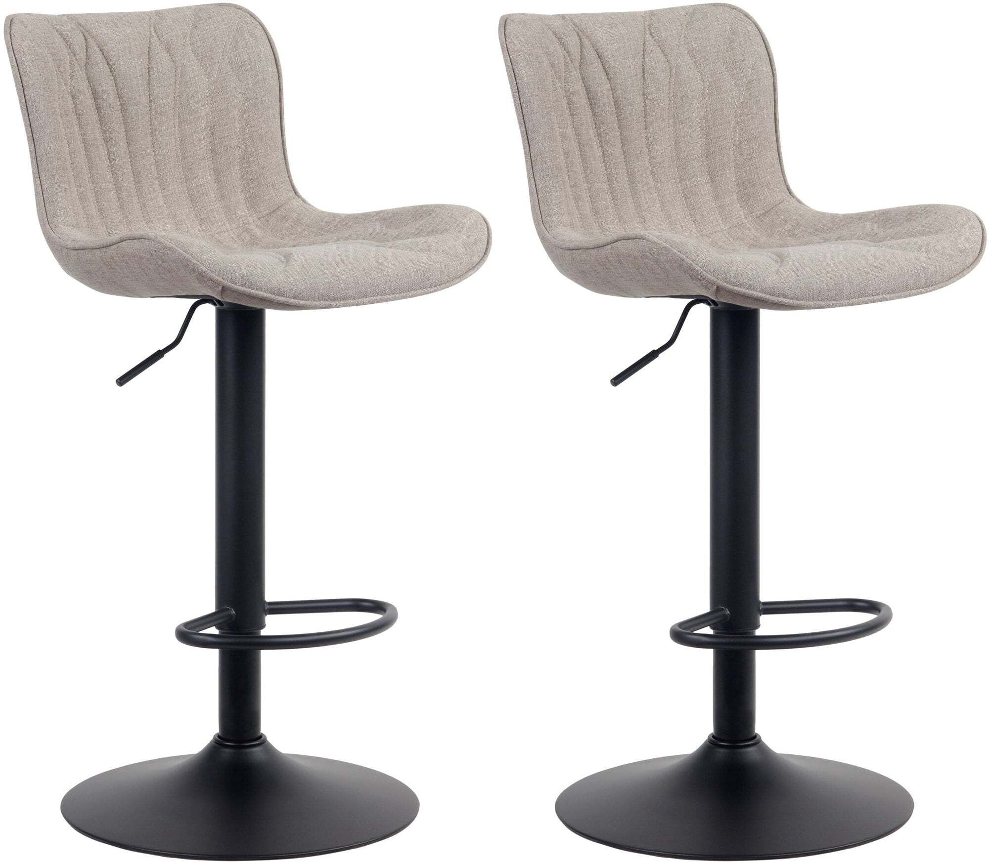 Lot De 2 Tabourets De Bar En Tissu Taupe Pieds En Métal Noir Hauteur Tdb10722
