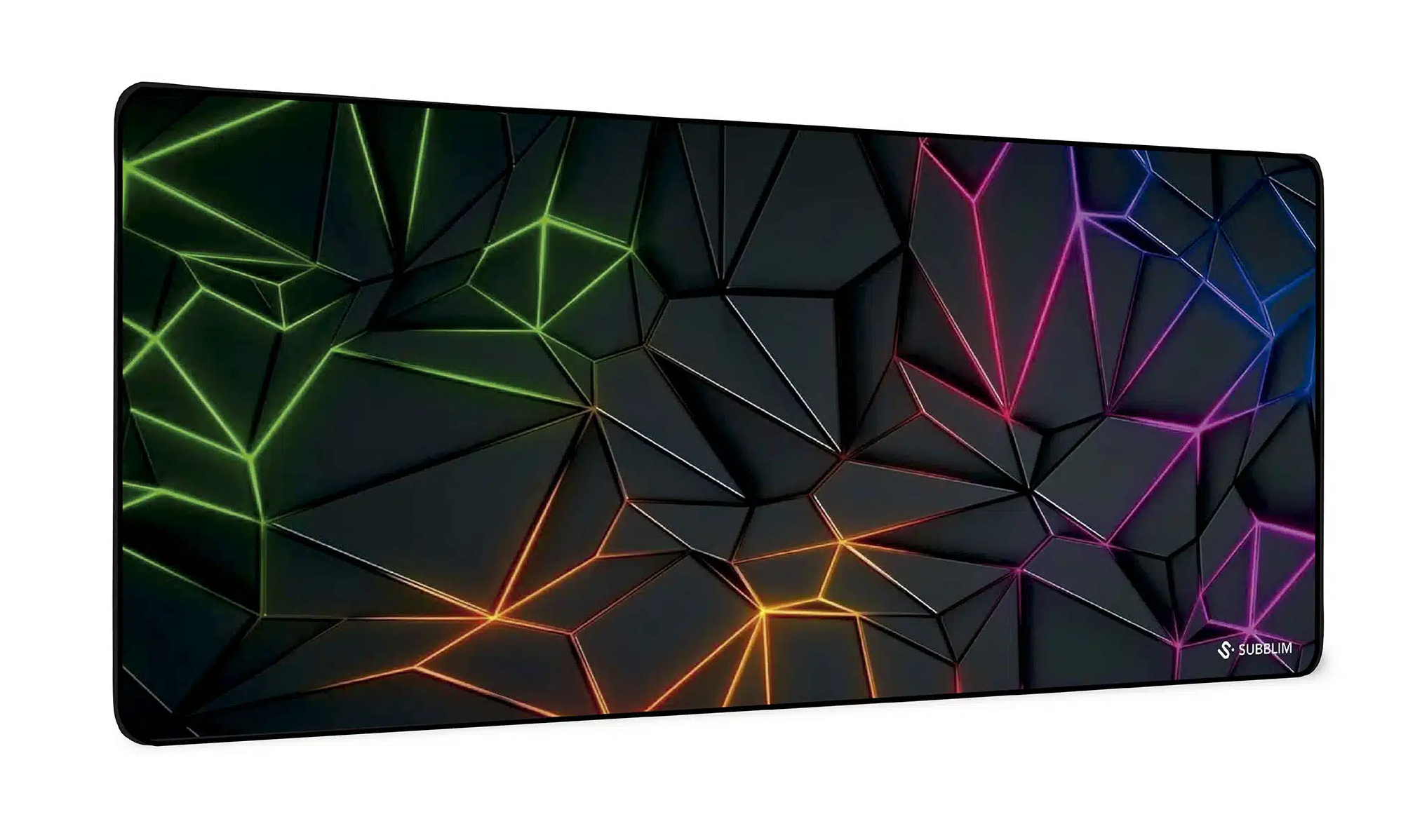Subblim Neon Obsidian Xl Tapis De Souris De Jeu Noir, Multicolore