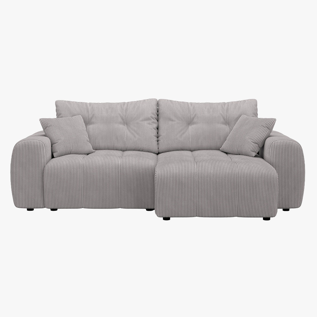 Alya - Canapé D'angle Convertible Et Réversible Avec Coffre En Velours Côtelé Gris Clair