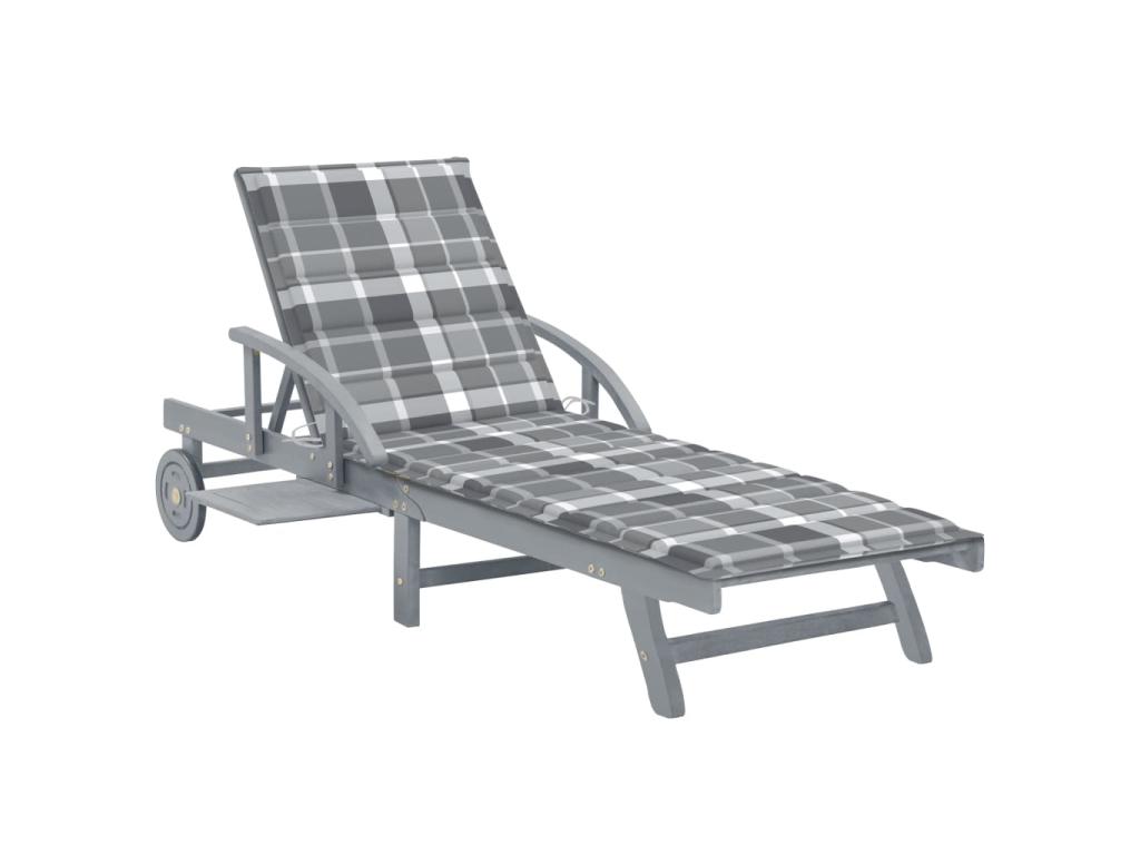 Transat Chaise Longue Bain De Soleil Lit De Jardin Terrasse Meuble D'extérieur Avec Coussin Bois D'acacia Solide 02_0012