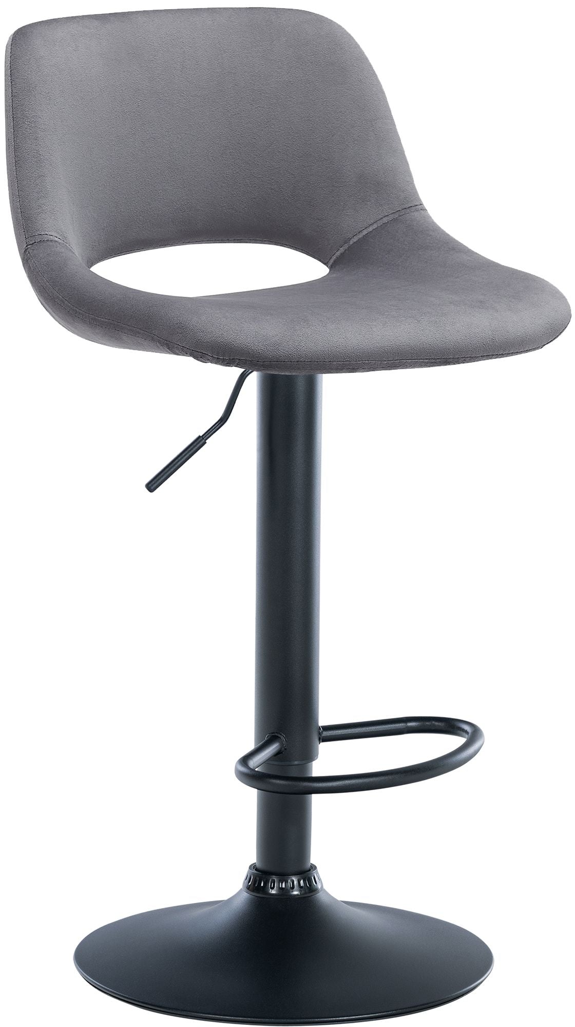 Tabouret De Bar Chaise Haute X1 Avec Repose-pieds En Velours Gris Foncé Piètement Métallique 10_0004602